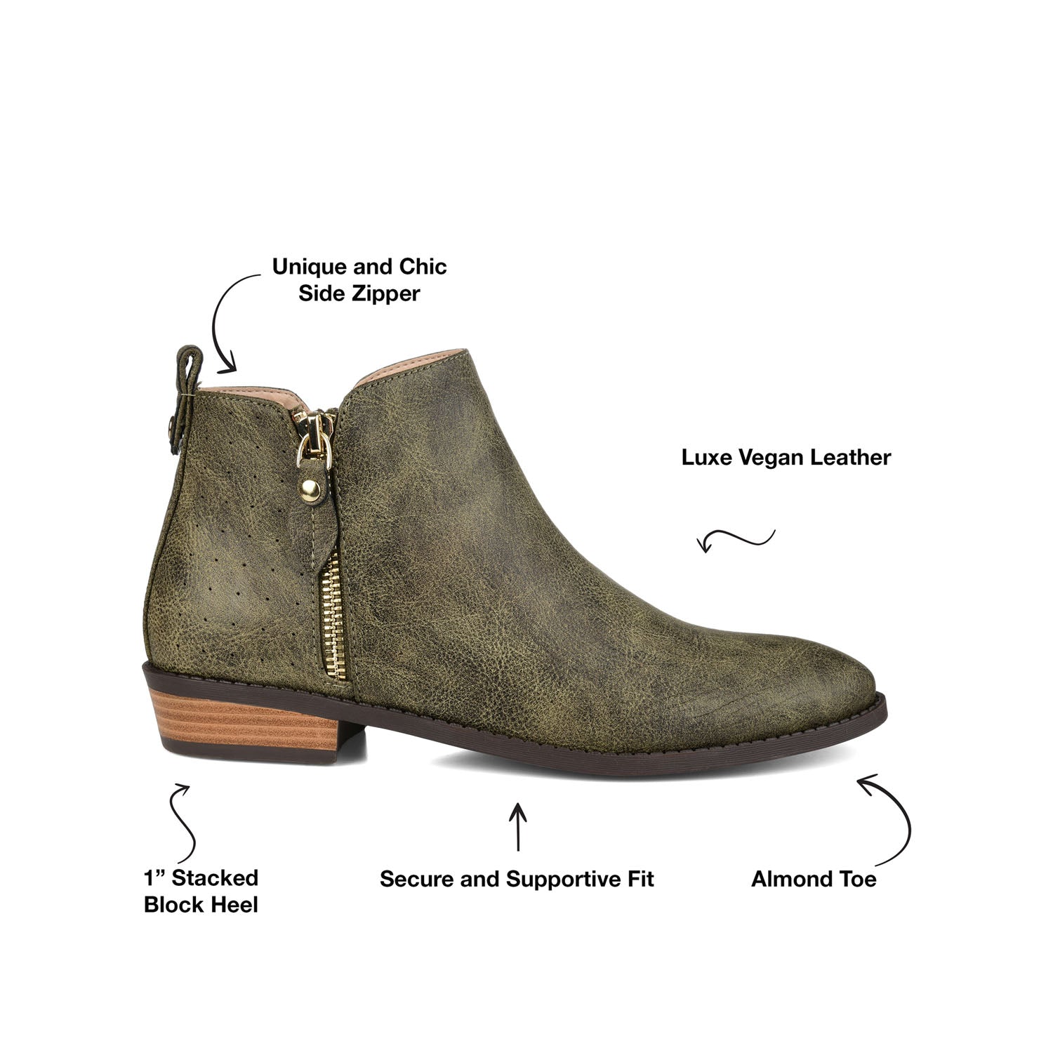 ELLIS ZIP UP BOOTIE IN VEGAN LEATHER