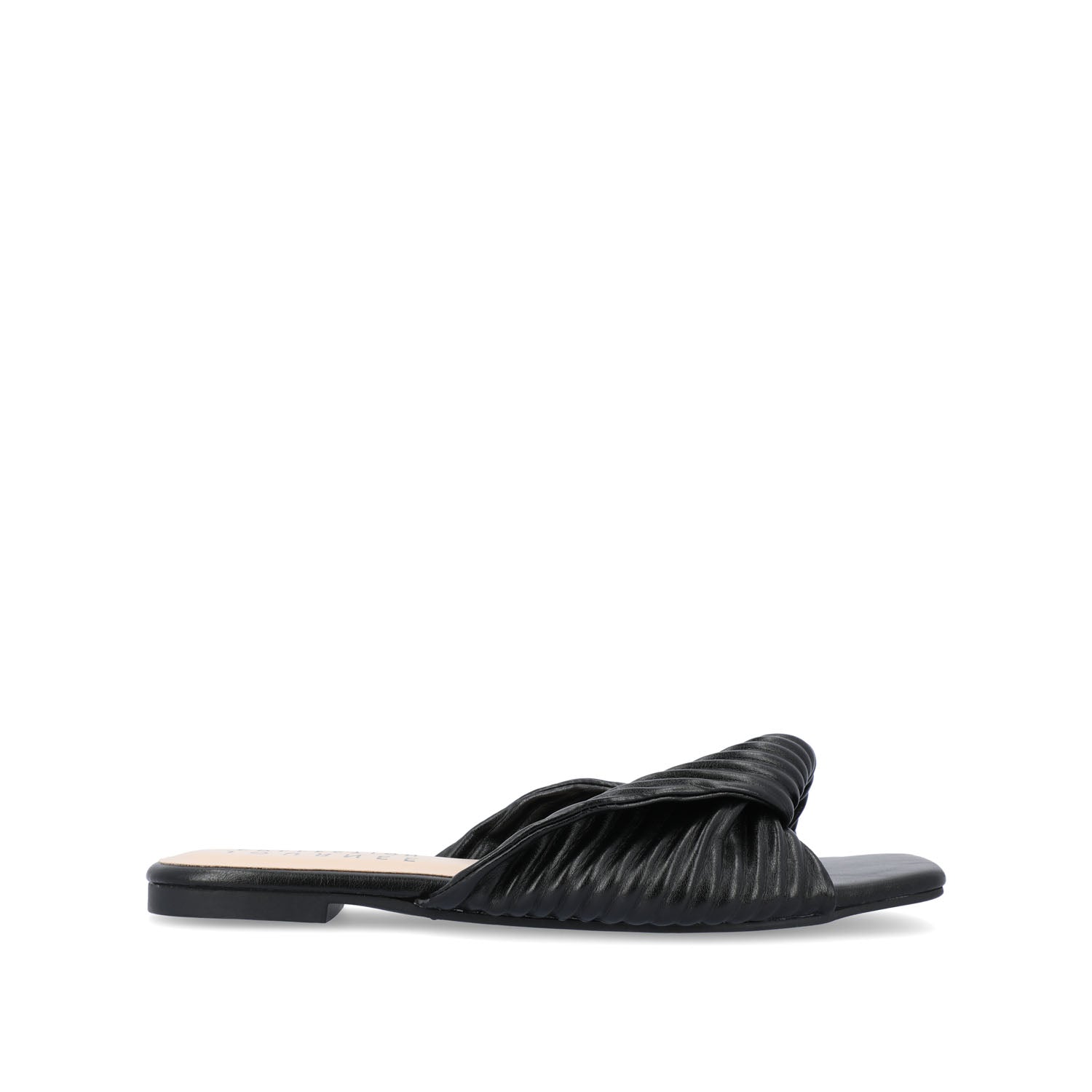 EMALYNN SLIDE SANDALS IN VEGAN LEATHER - Black PU