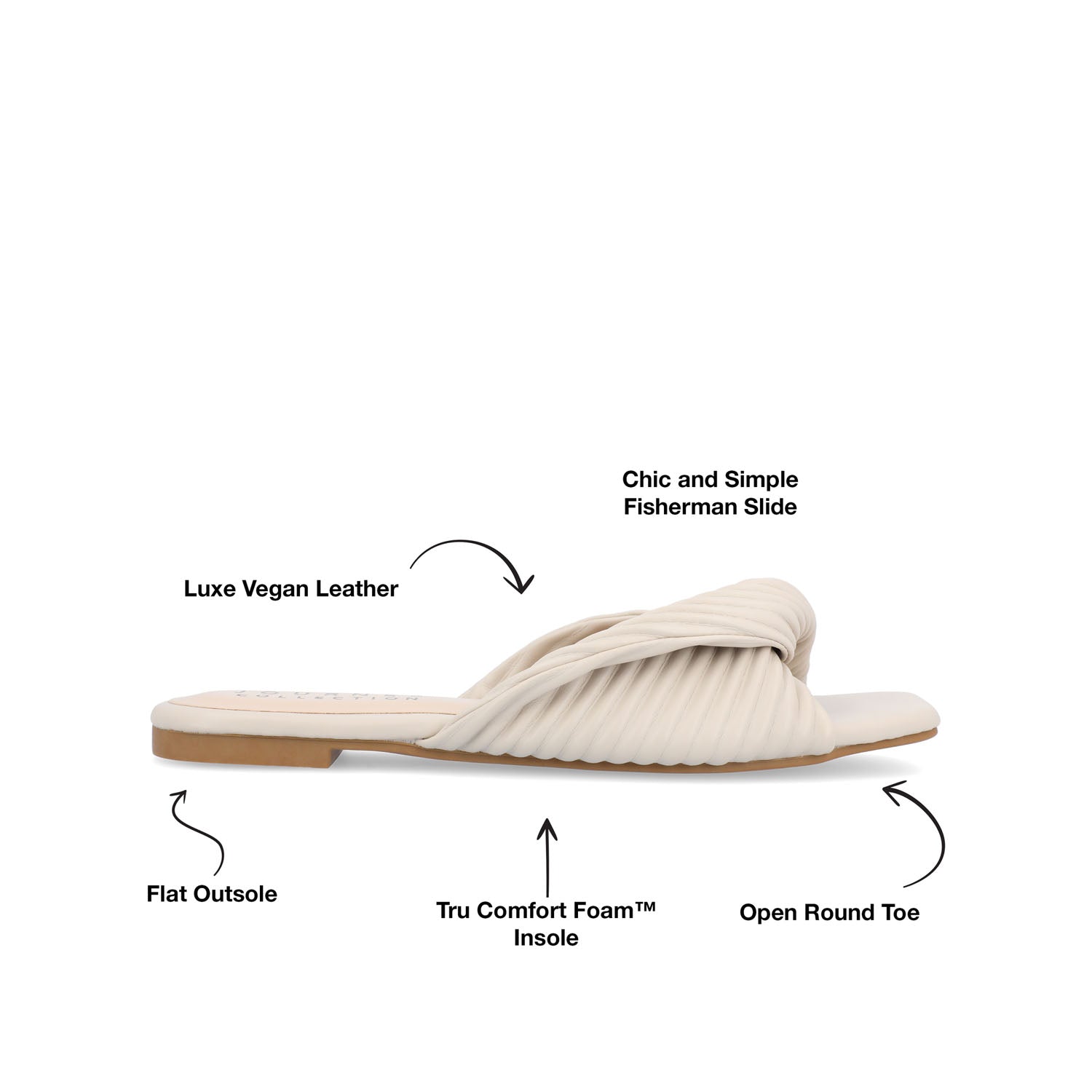 EMALYNN SLIDE SANDALS IN VEGAN LEATHER - Sand PU