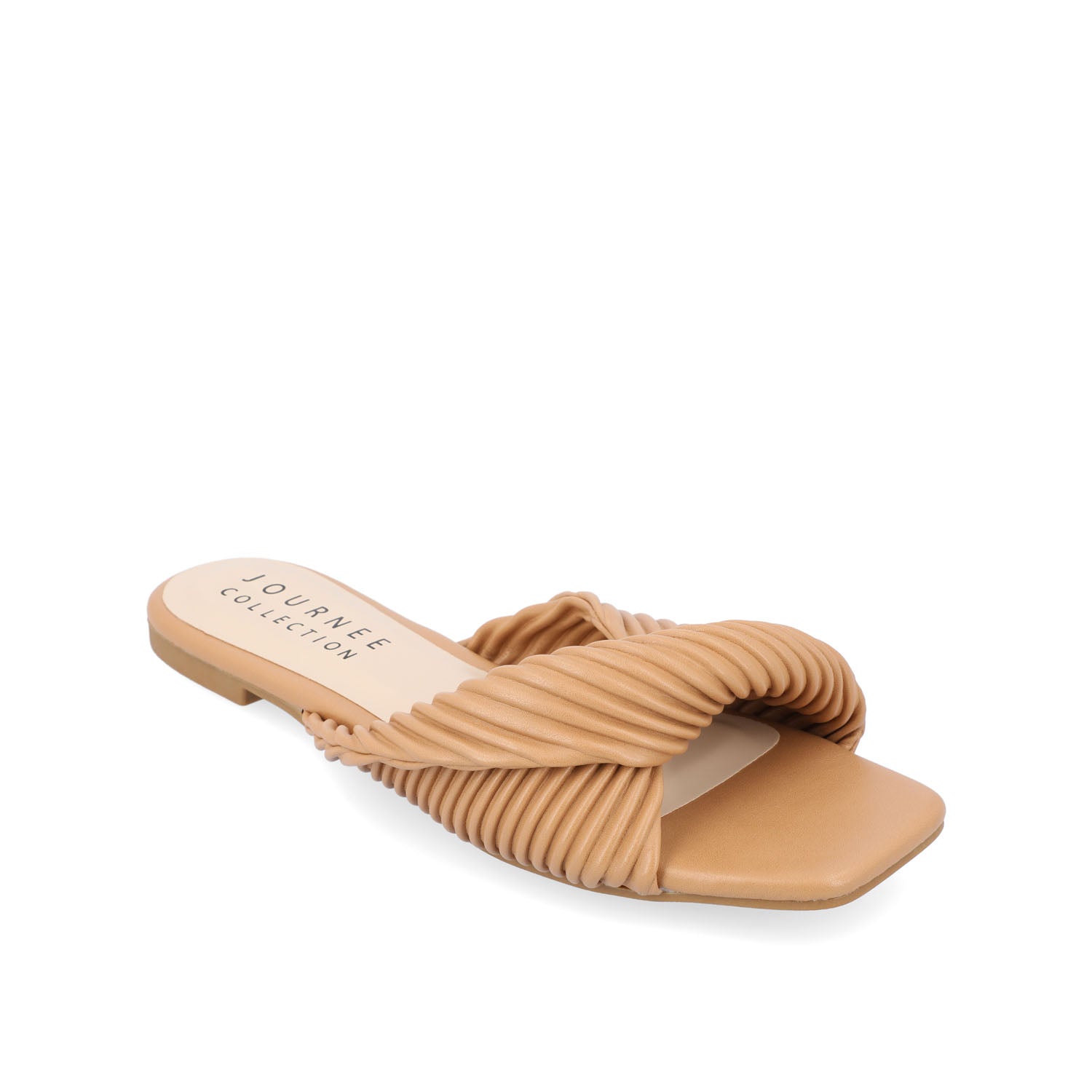 EMALYNN SLIDE SANDALS IN VEGAN LEATHER - Tan PU