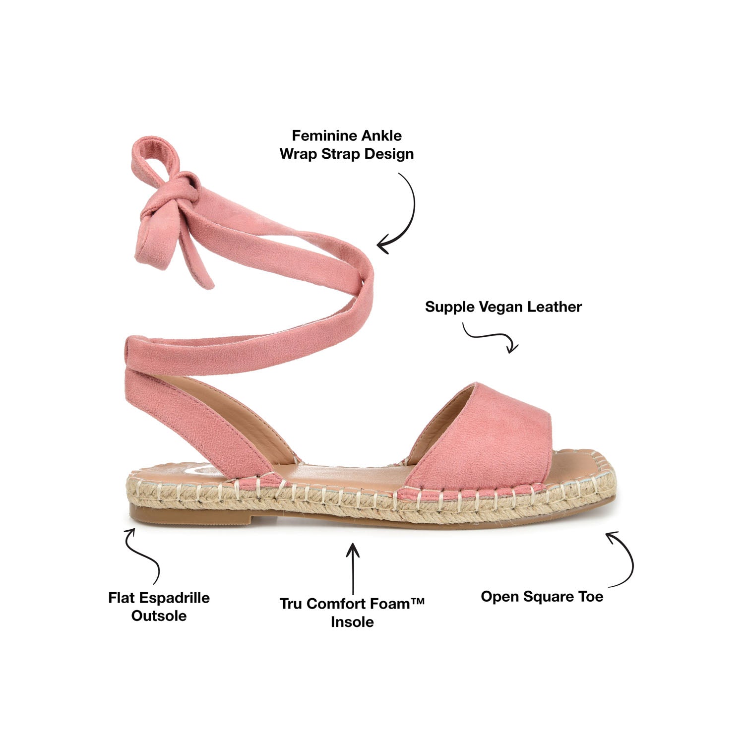 EMELIE ESPADRILLE SANDALS IN WIDE - Rose