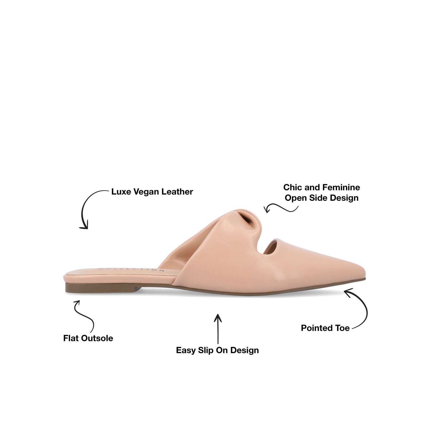 ENNISS MULE FLATS IN VEGAN LEATHER