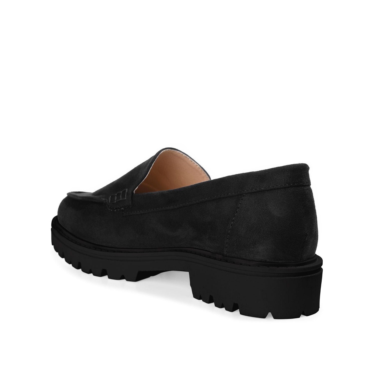ERIKA LOAFER FLATS IN FAUX SUEDE - Black Faux Suede