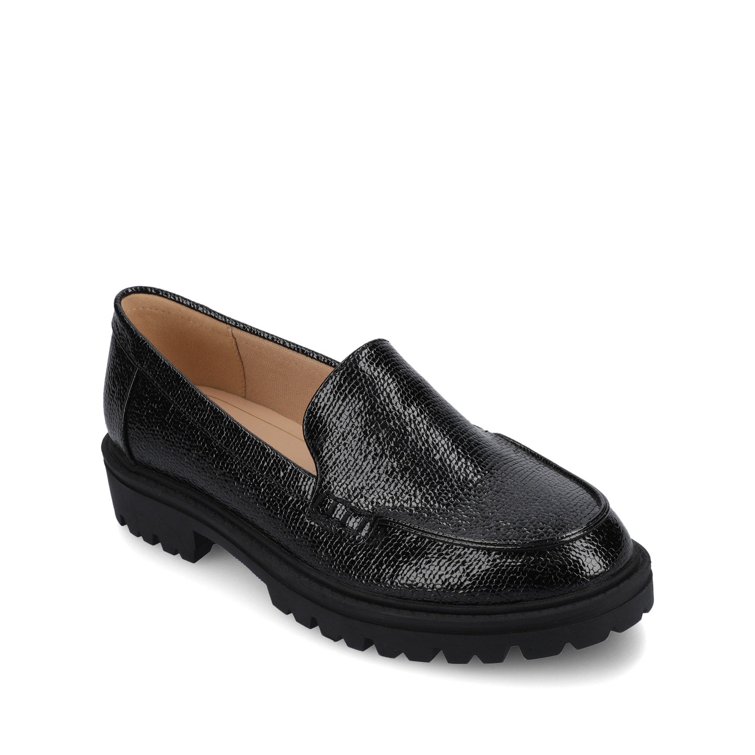 ERIKA SLIP ON LOAFER - Black Lizard