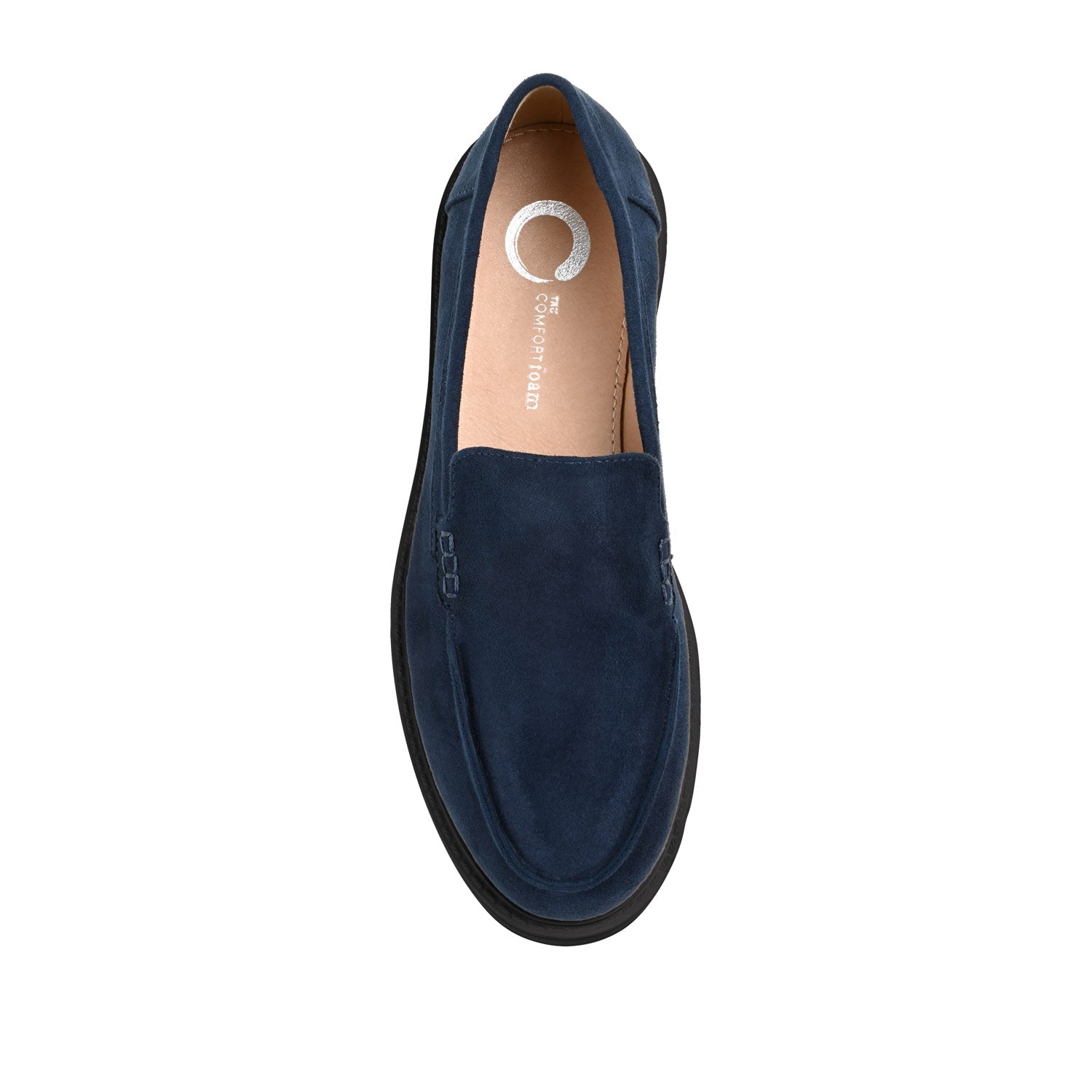 ERIKA FAUX SUEDE LOAFER FLAT IN WIDE - Navy Faux Suede