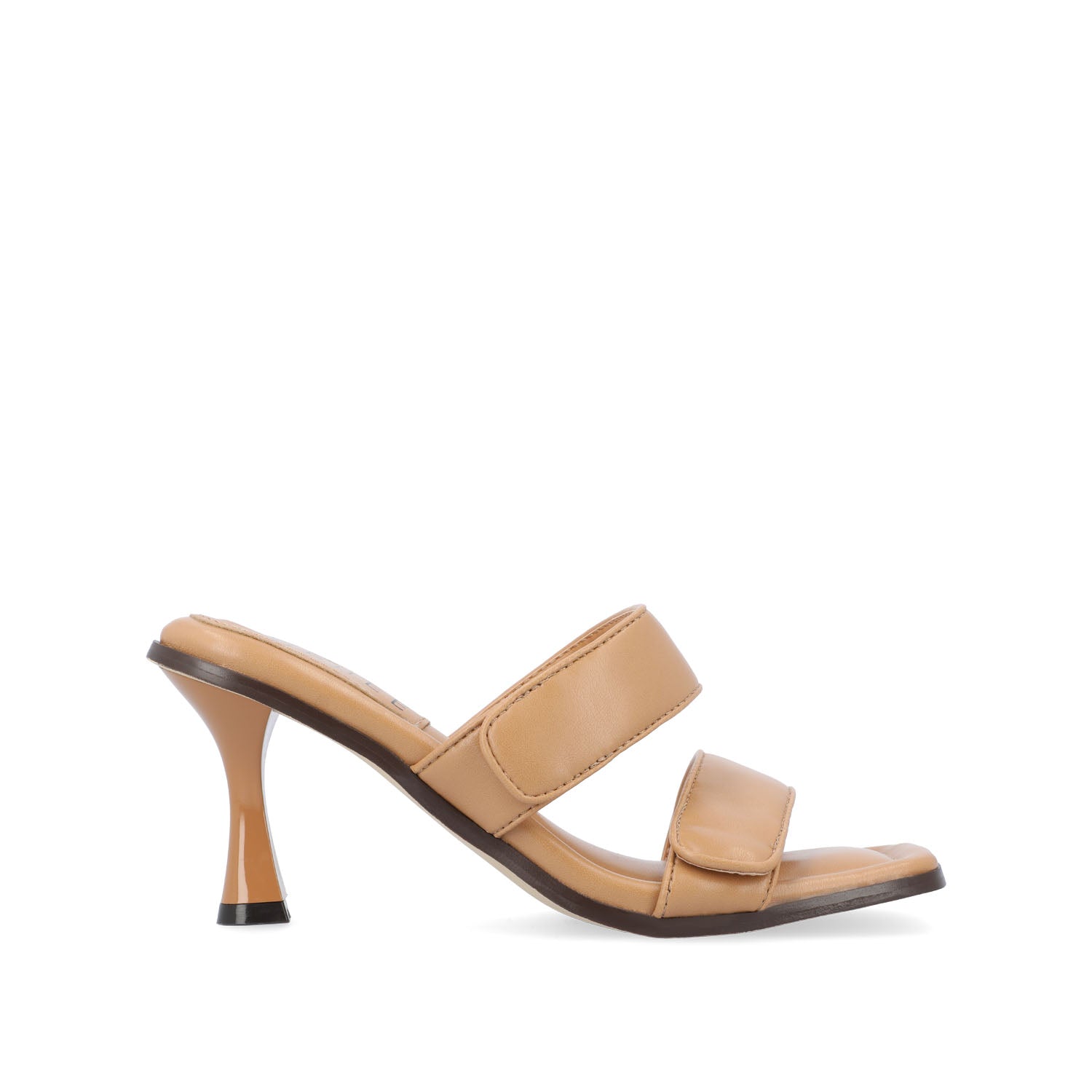 ESSEY HEELED DUAL STRAP SANDALS IN VEGAN LEATHER