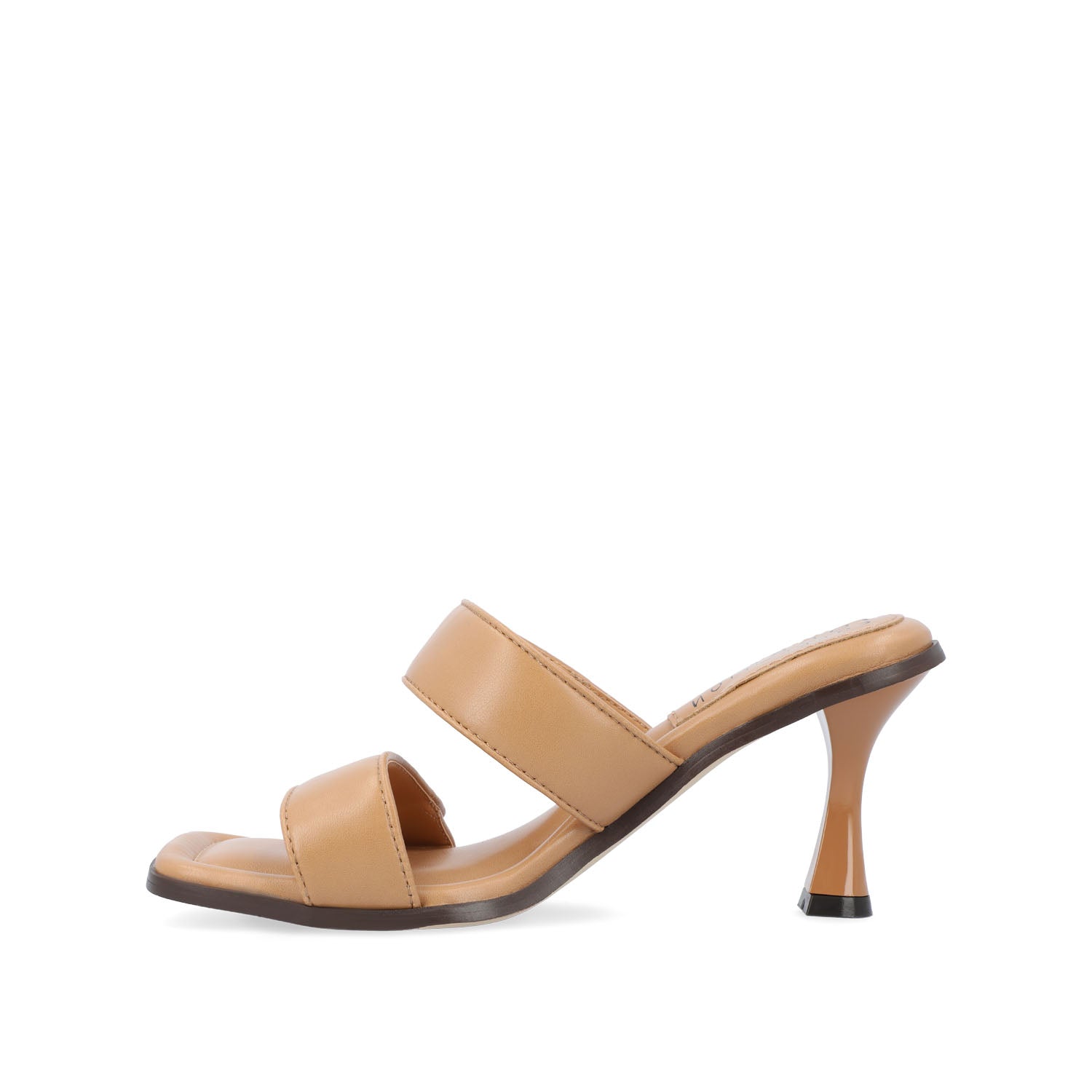 ESSEY HEELED DUAL STRAP SANDALS IN VEGAN LEATHER