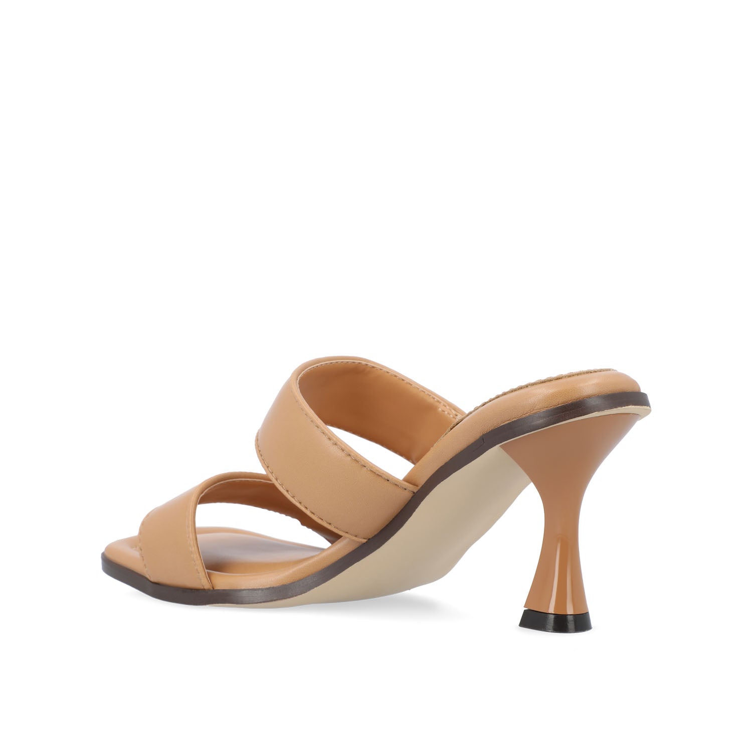ESSEY HEELED DUAL STRAP SANDALS IN VEGAN LEATHER