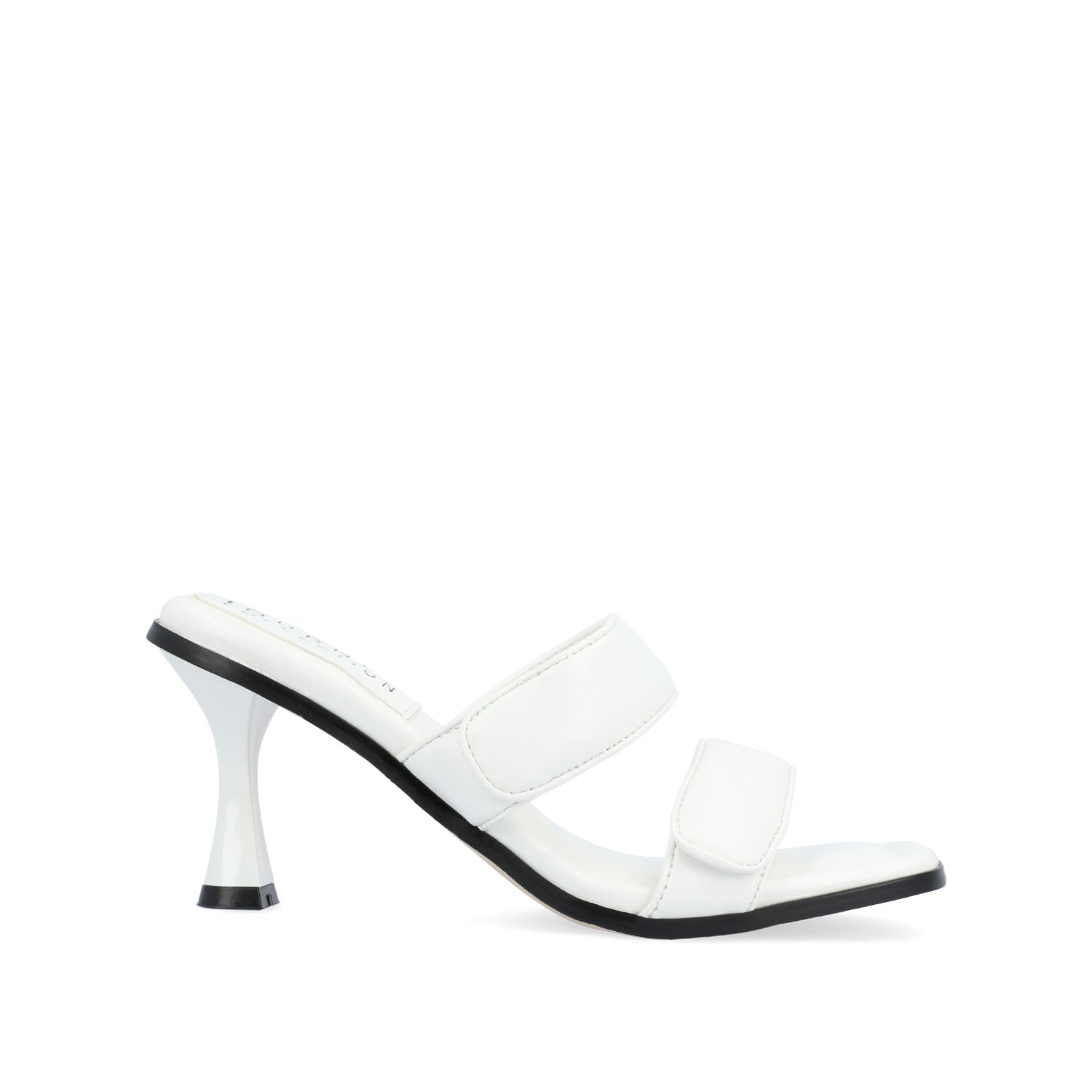 ESSEY HEELED DUAL STRAP SANDALS IN VEGAN LEATHER - White