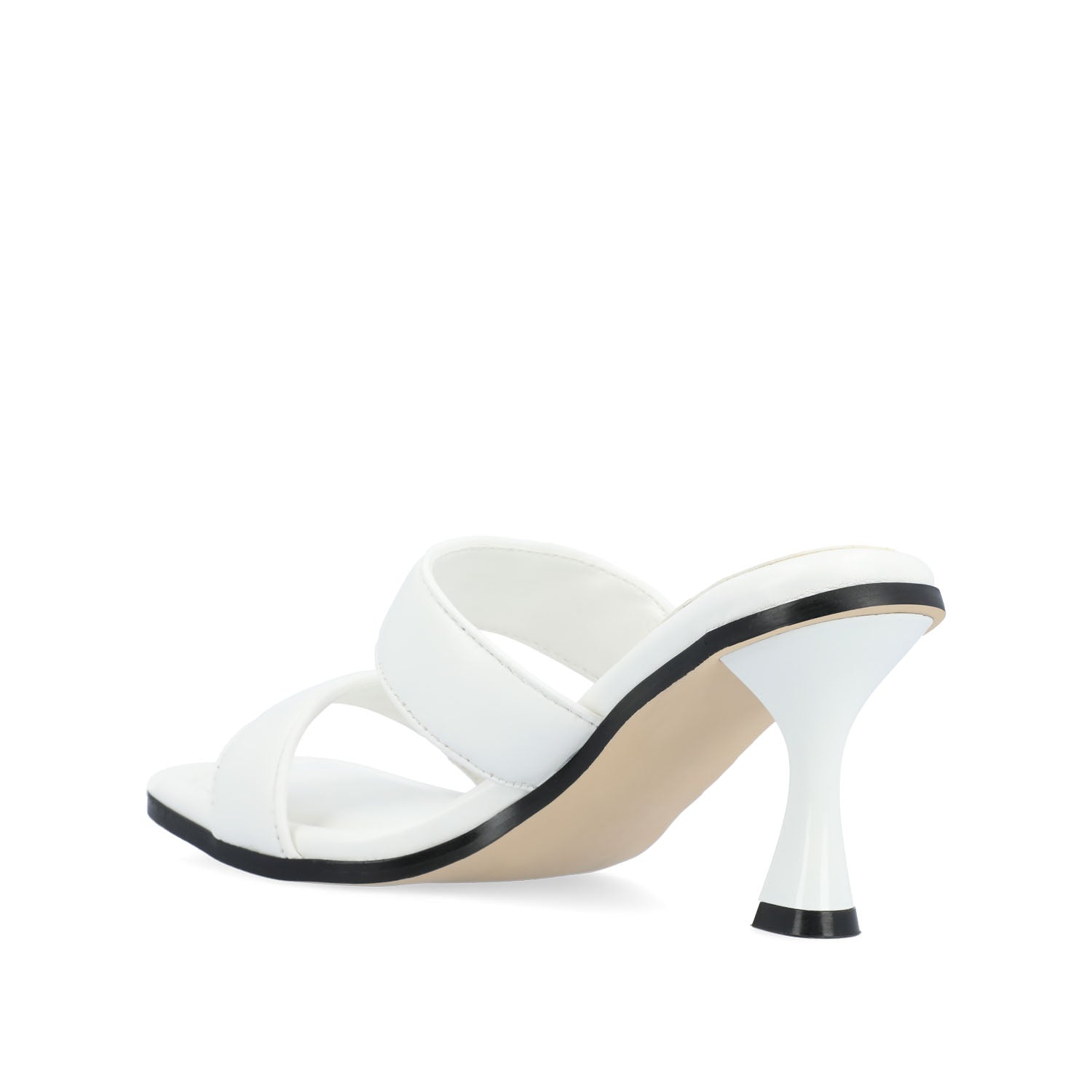 ESSEY HEELED DUAL STRAP SANDALS IN VEGAN LEATHER