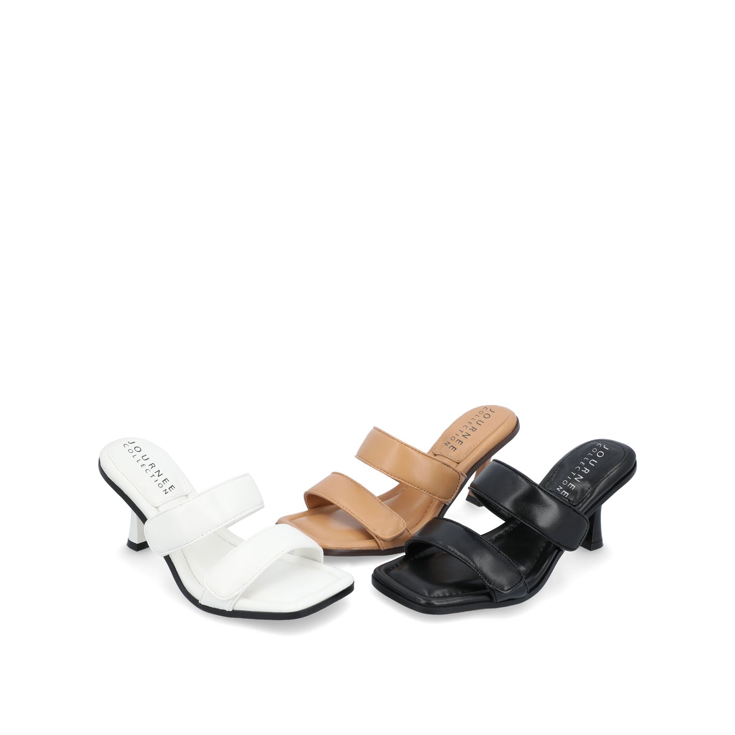 ESSEY HEELED DUAL STRAP SANDALS IN VEGAN LEATHER
