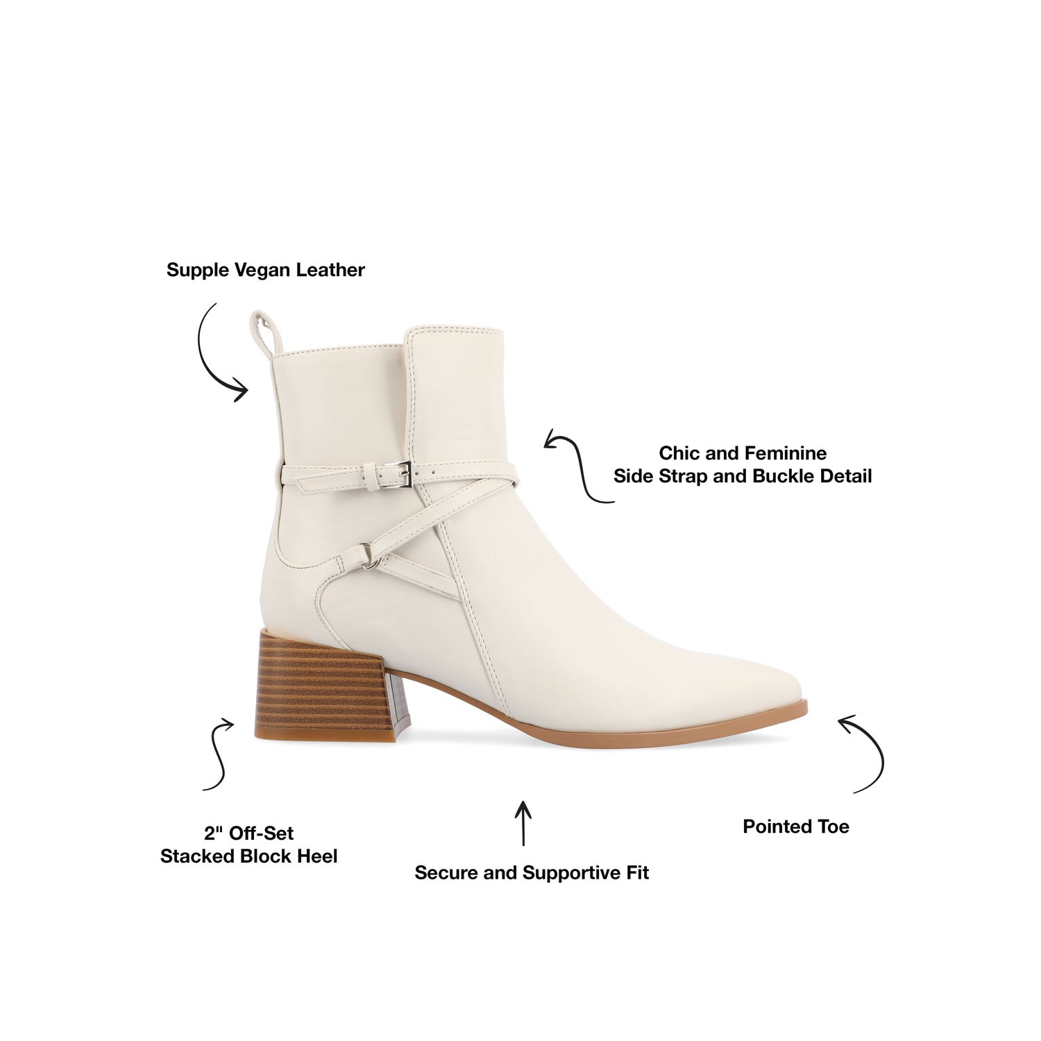 ESTELLE BLOCK HEELED BOOTIES IN WIDE - Off White