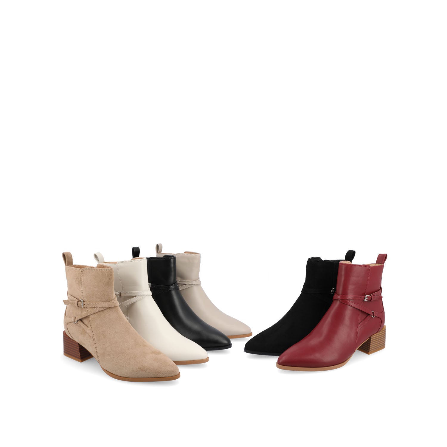 ESTELLE BLOCK HEELED BOOTIES IN VEGAN LEATHER - Red