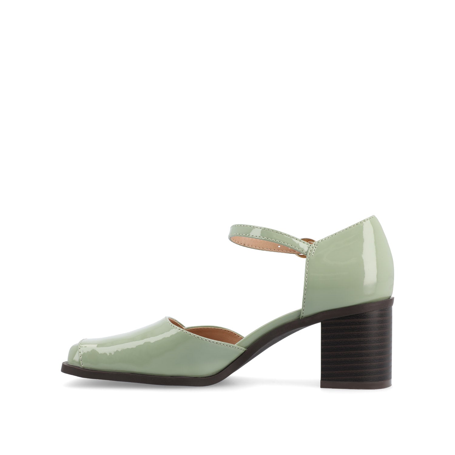 EVANGELINE BLOCK D'ORSAY HEELS IN PATENT - Patent Green