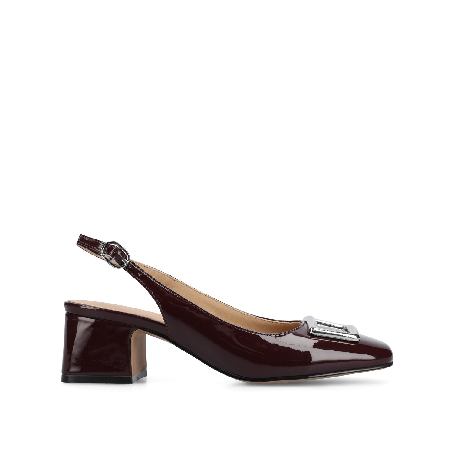 EVERLEE SLINGBACK PUMP HEELS IN VEGAN LEATHER - Oxblood Nubuck
