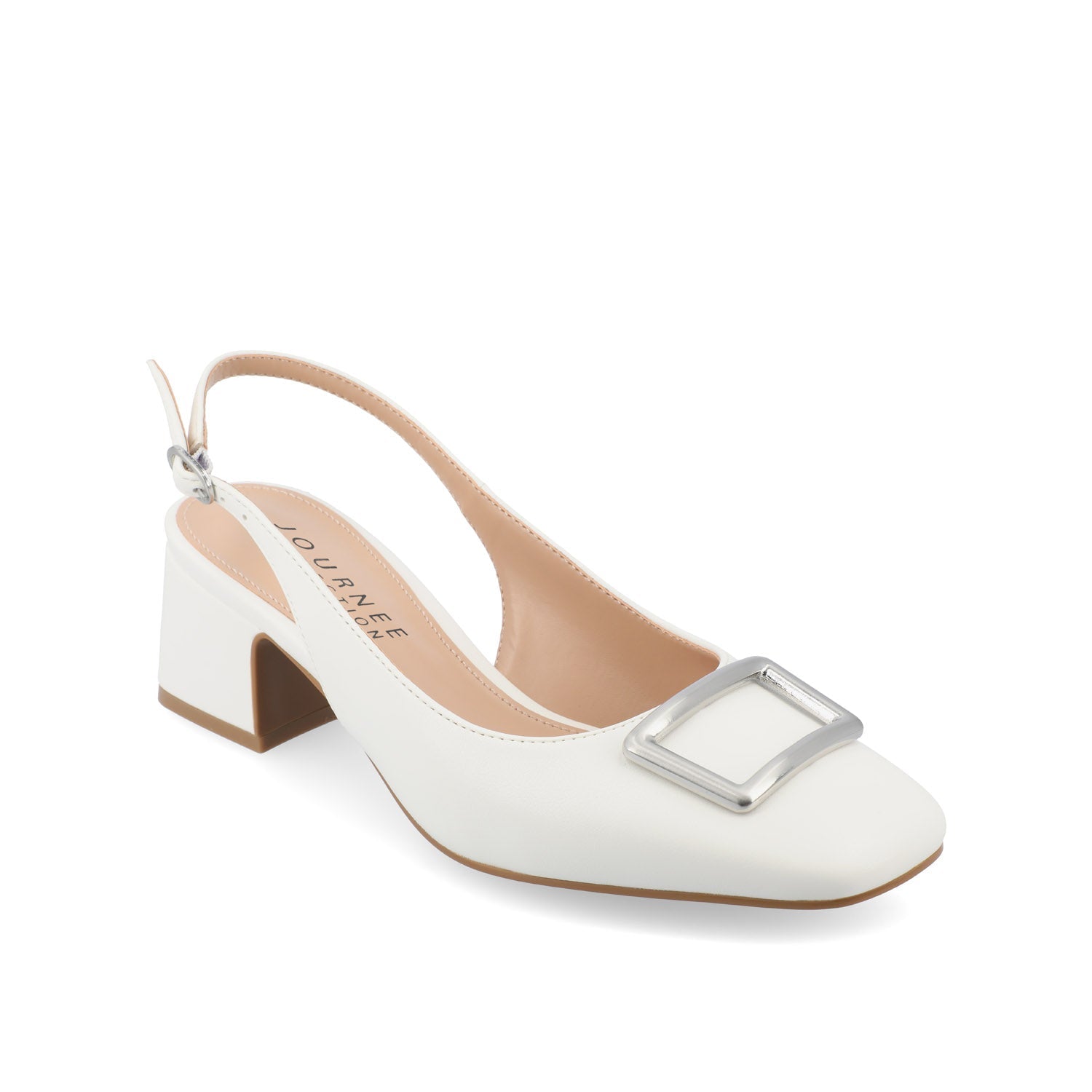 EVERLEE SLINGBACK PUMP HEELS IN VEGAN LEATHER - White