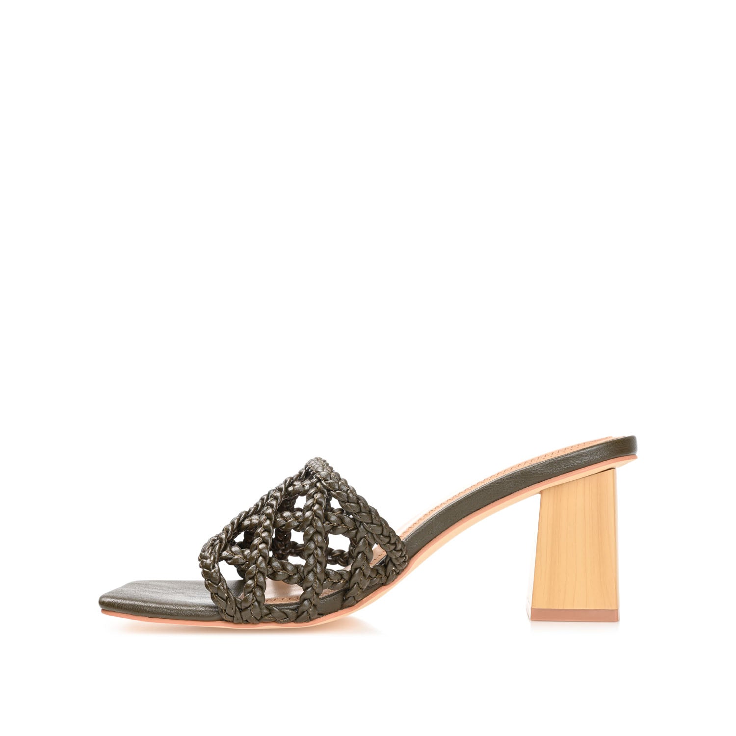 EVVIE HEELED SANDALS IN VEGAN LEATHER - Olive