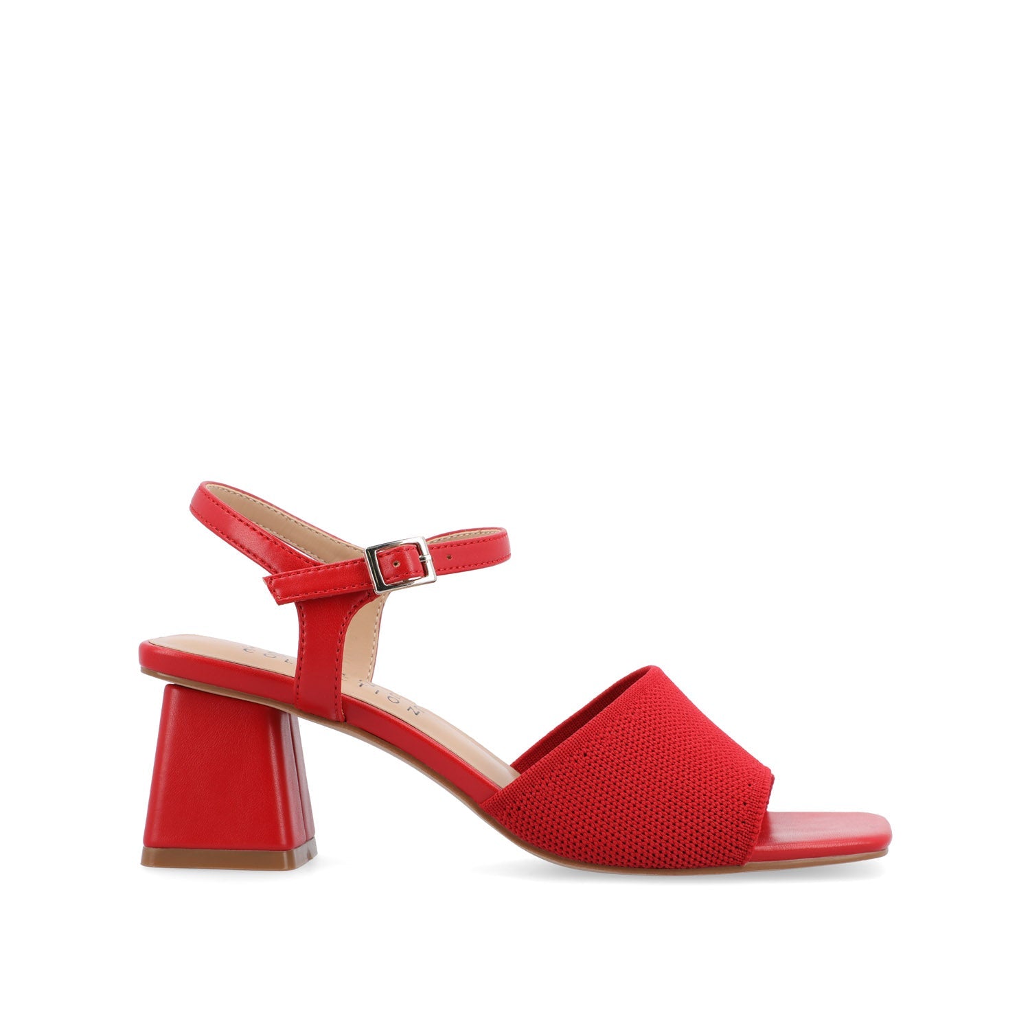 EVYLINN STRAPPY HEELS IN WIDE - Red Knit
