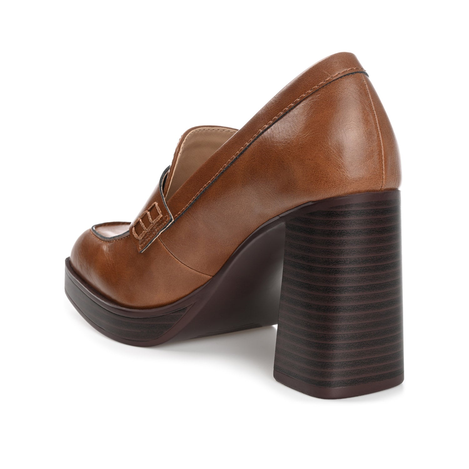 EZZEY BLOCK HEEL LOAFERS IN WIDE - Brown