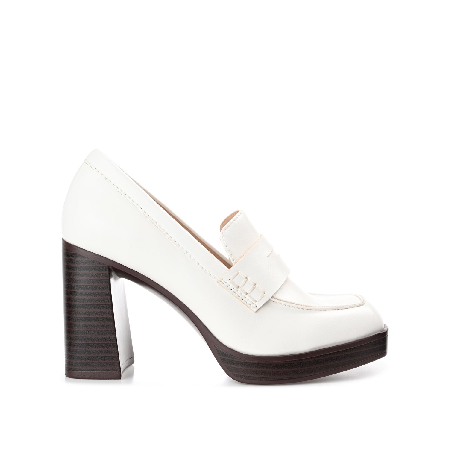 EZZEY BLOCK HEEL LOAFERS IN WIDE - White