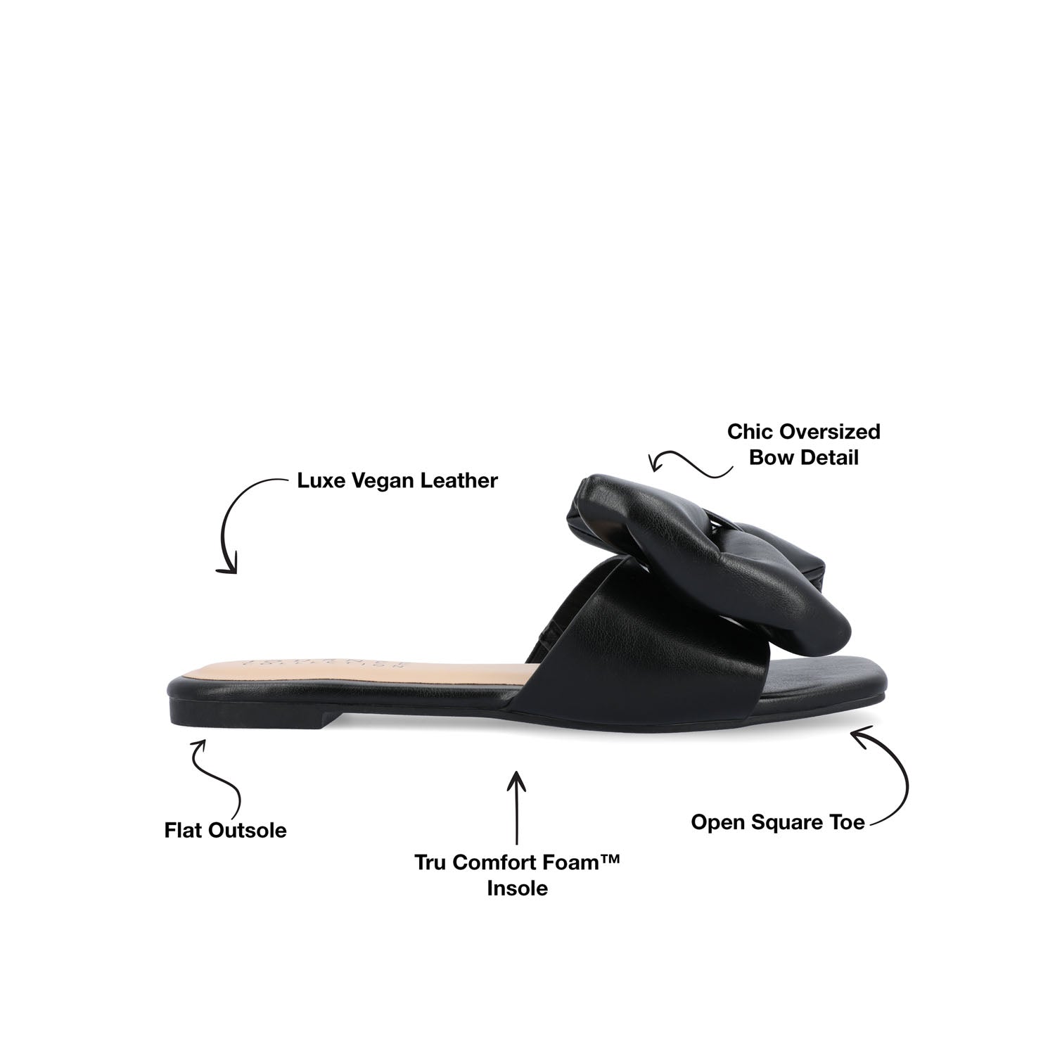 FAYRE PUFFED SLIDE SANDALS IN WIDE - Black PU