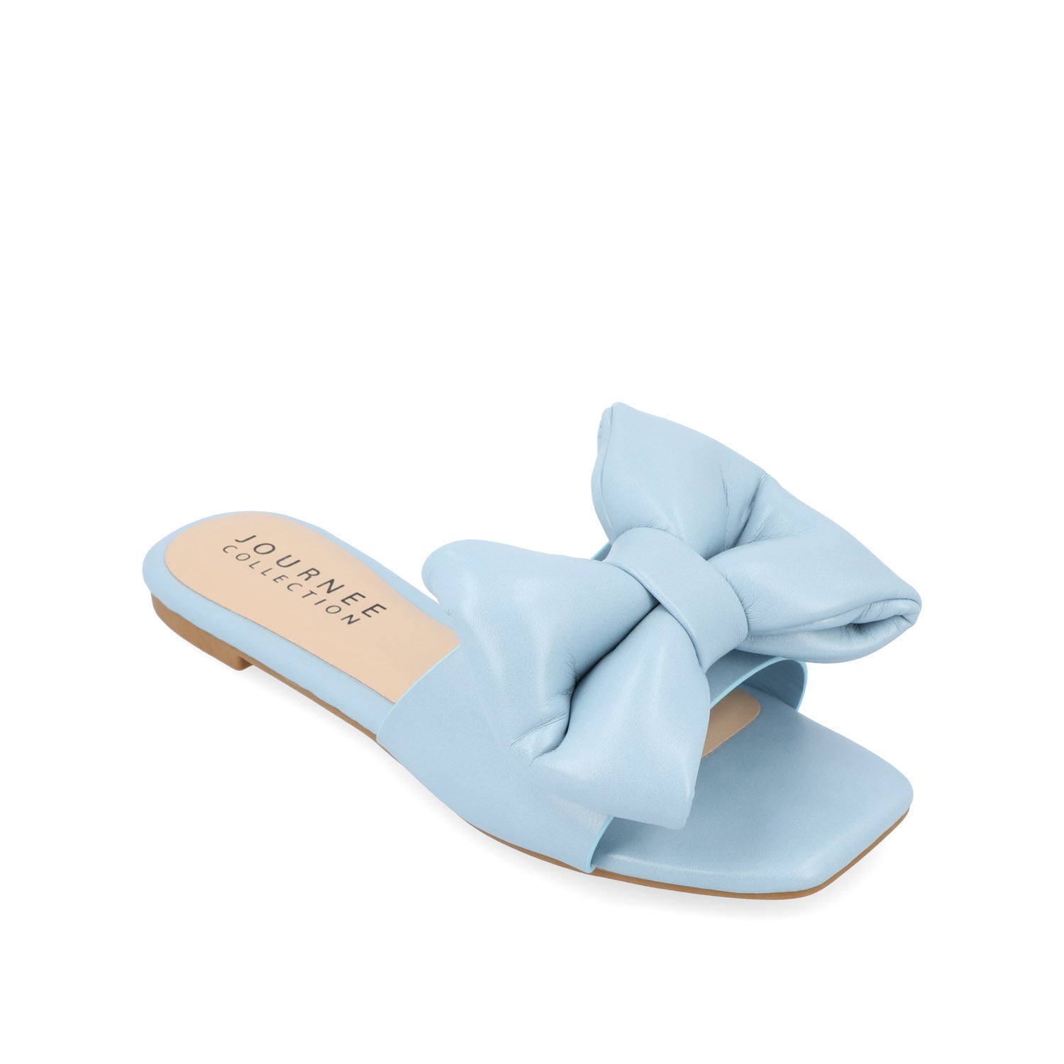 FAYRE PUFFED SLIDE SANDALS IN WIDE - Blue PU
