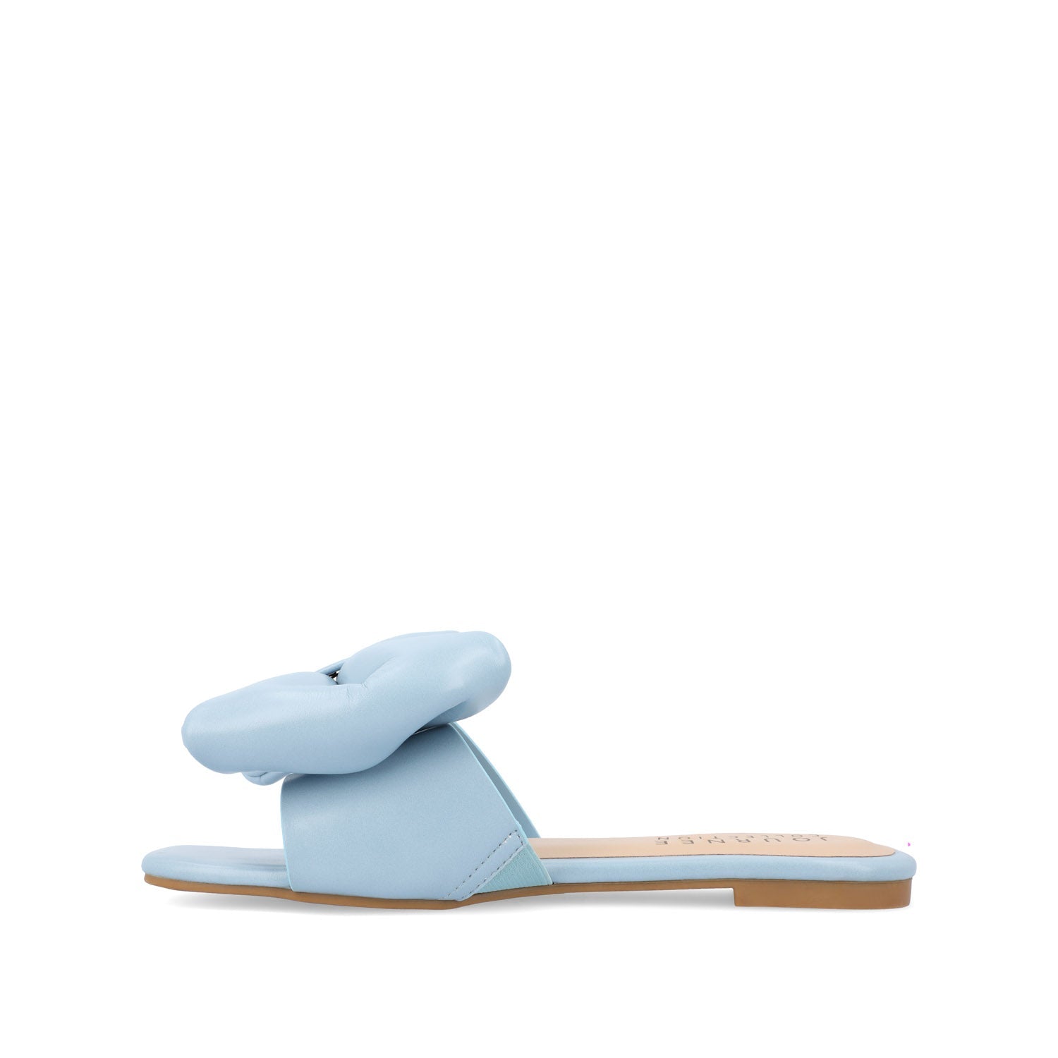 FAYRE PUFFED SLIDE SANDAL IN VEGAN LEATHER - Blue PU