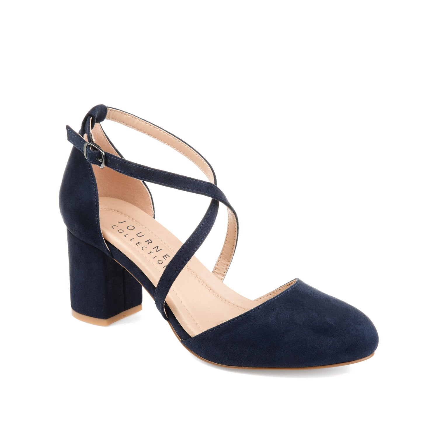 FOSTER BLOCK HEEL D'ORSAYS IN WIDE - Navy Nubuck