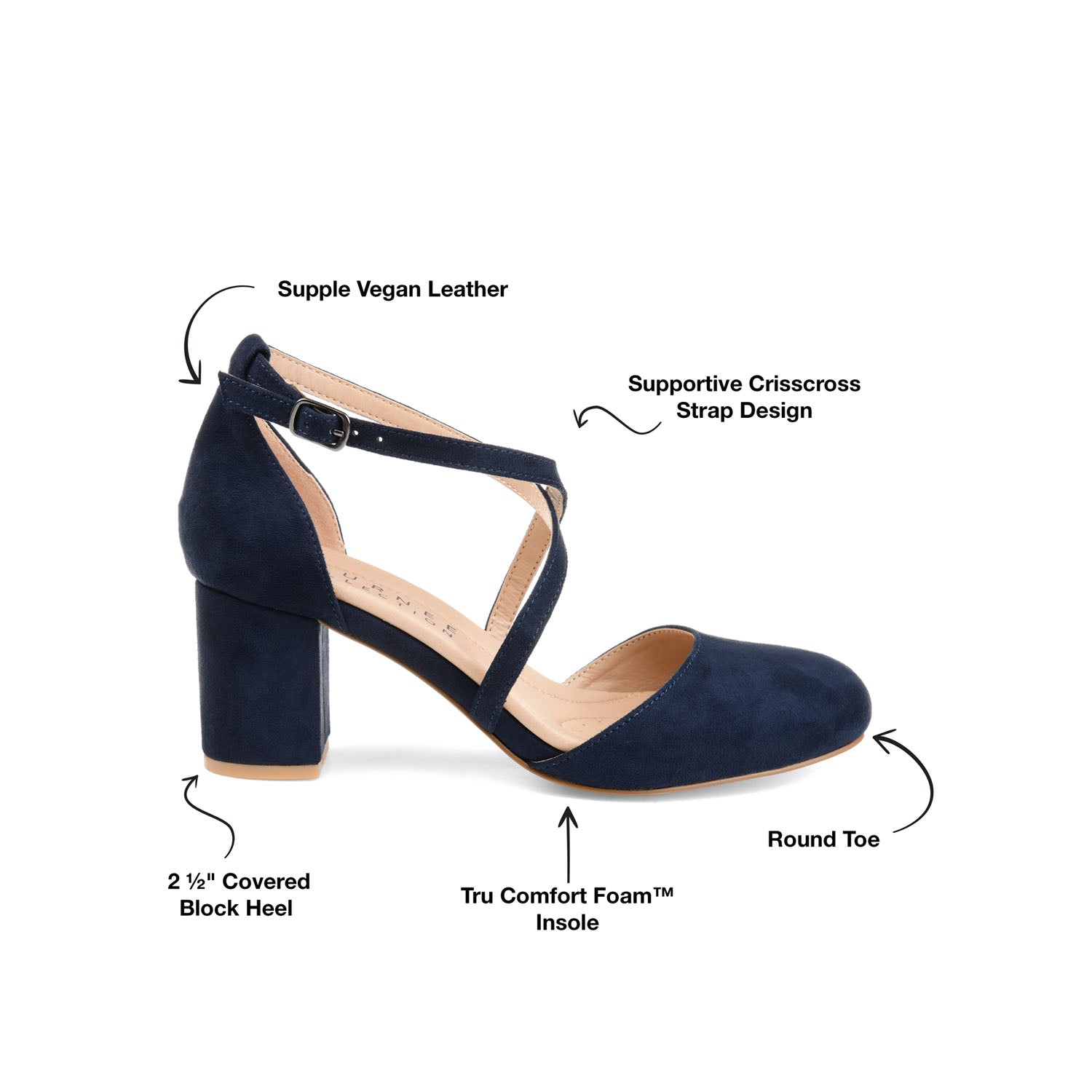 FOSTER D'ORSAY PUMP HEELS IN FAUX SUEDE - Navy Nubuck