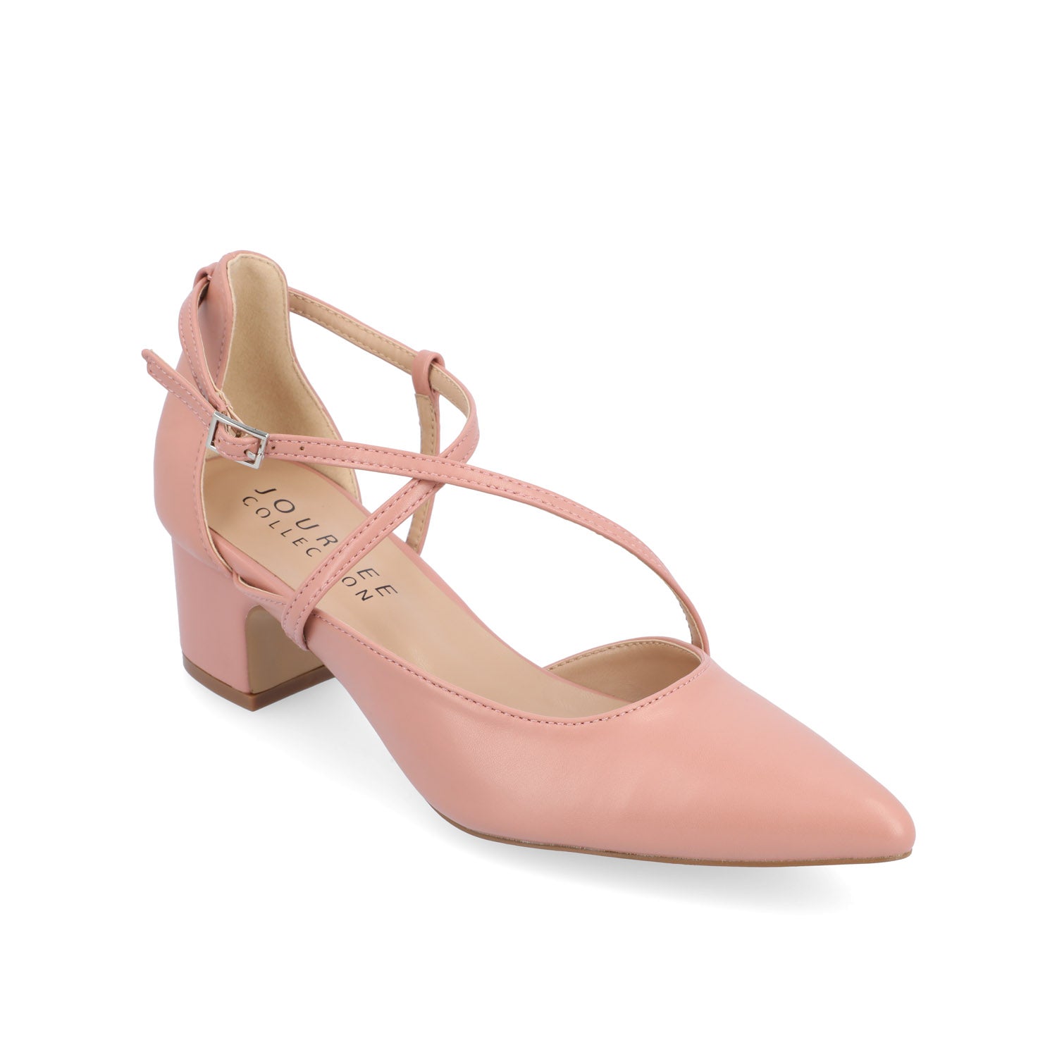 GALVINN LOW BLOCK HEELS IN VEGAN LEATHER - Blush PU