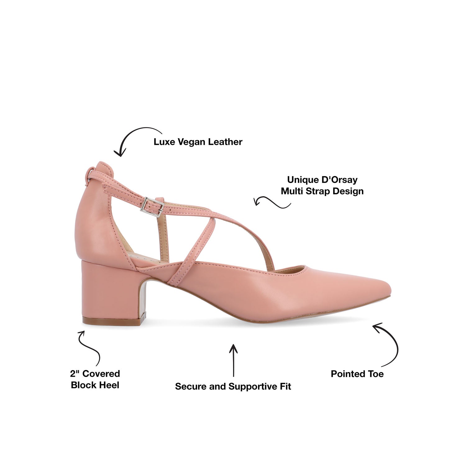 GALVINN LOW BLOCK HEELS IN VEGAN LEATHER - Blush PU