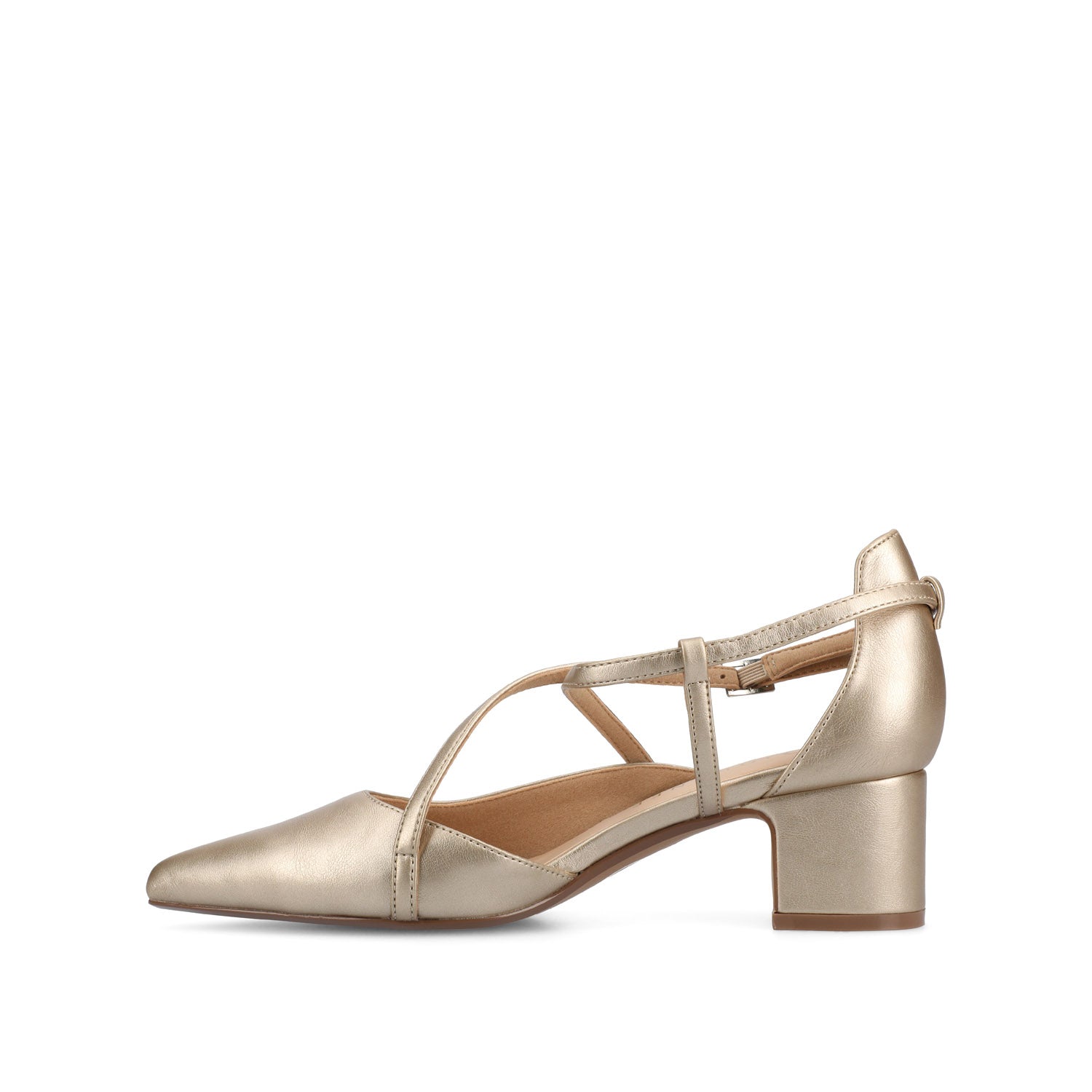 GALVINN LOW BLOCK HEELS IN WIDE - Champagne PU