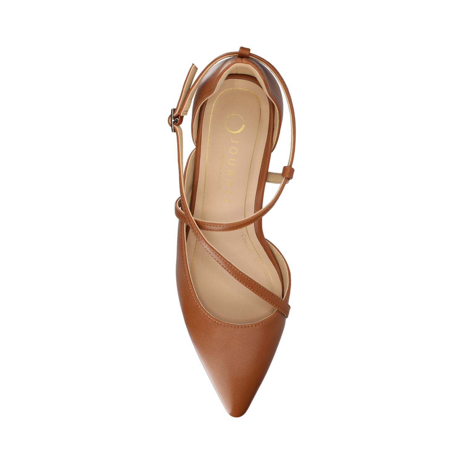 GALVINN LOW BLOCK HEELS IN VEGAN LEATHER - Cognac PU