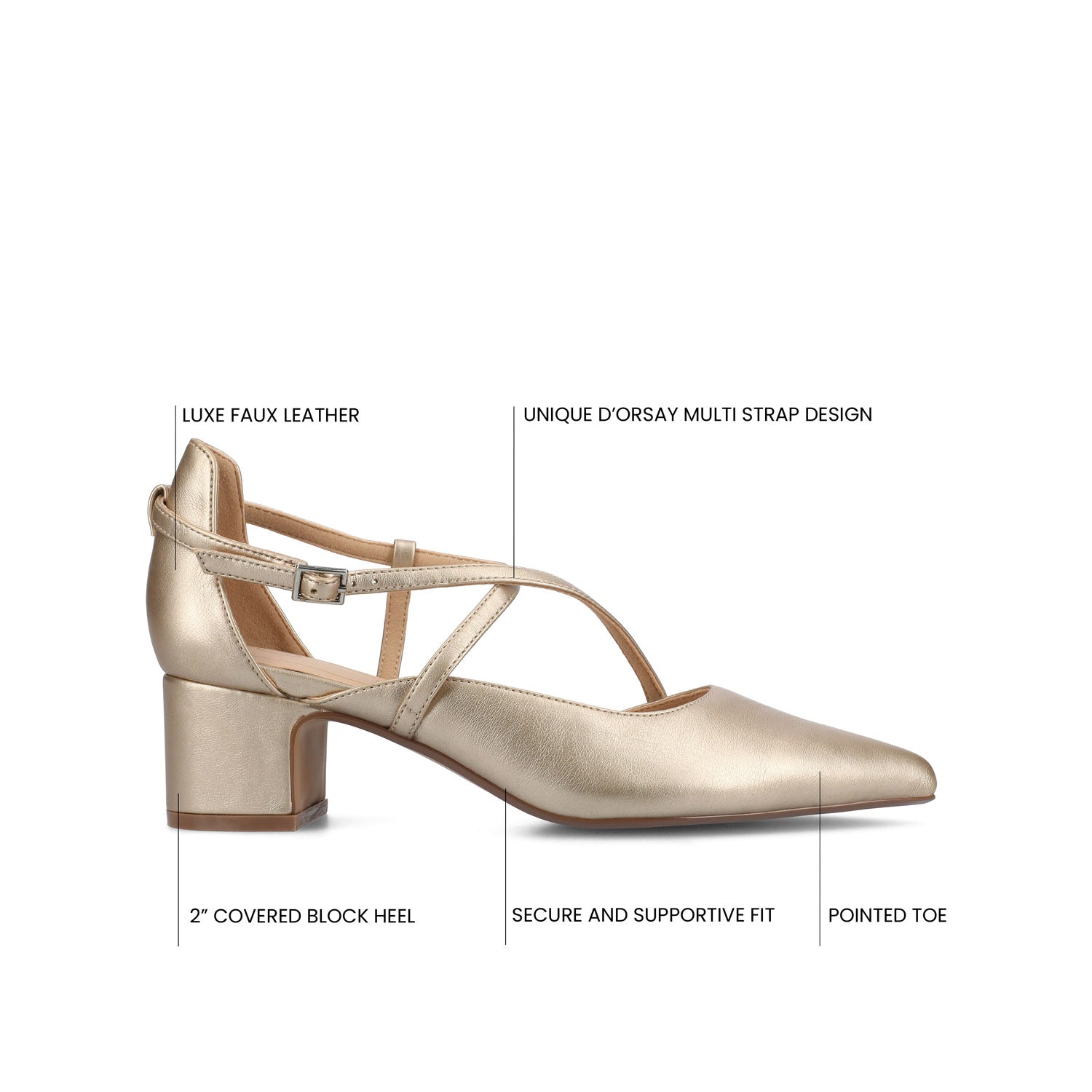 GALVINN LOW BLOCK HEELS IN WIDE - Champagne PU