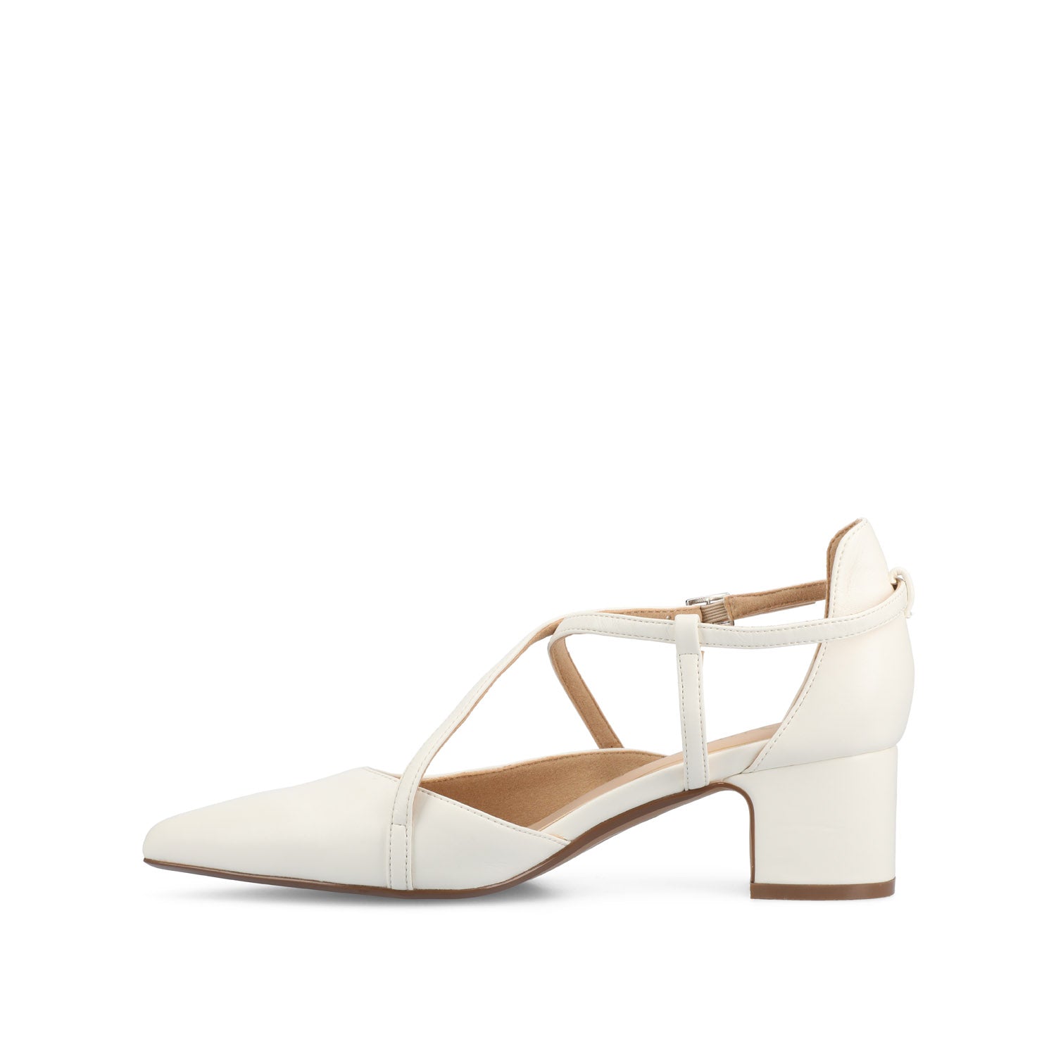 GALVINN LOW BLOCK HEELS IN VEGAN LEATHER - White PU