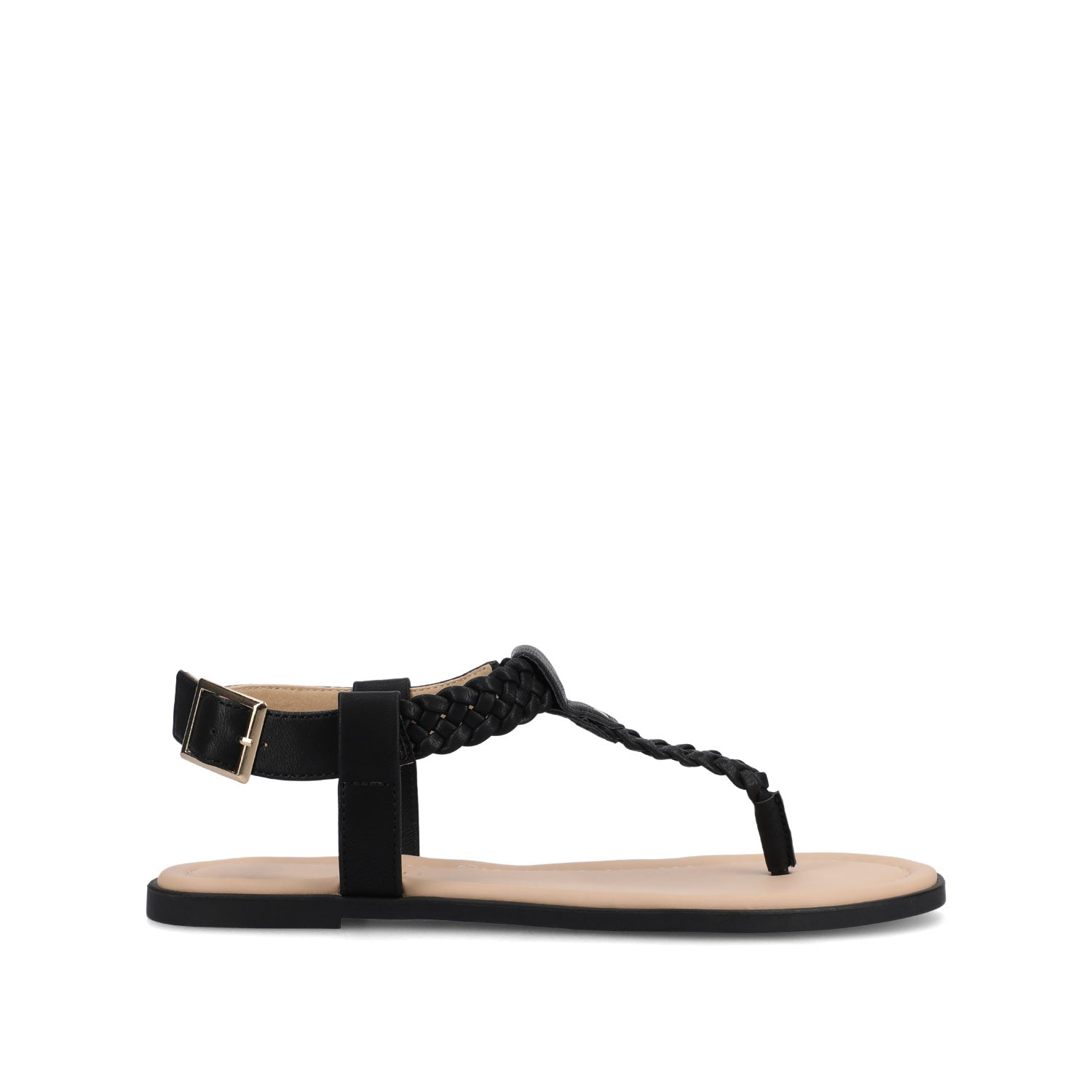 GENEVIVE T-STRAP SANDALS IN FAUX LEATHER