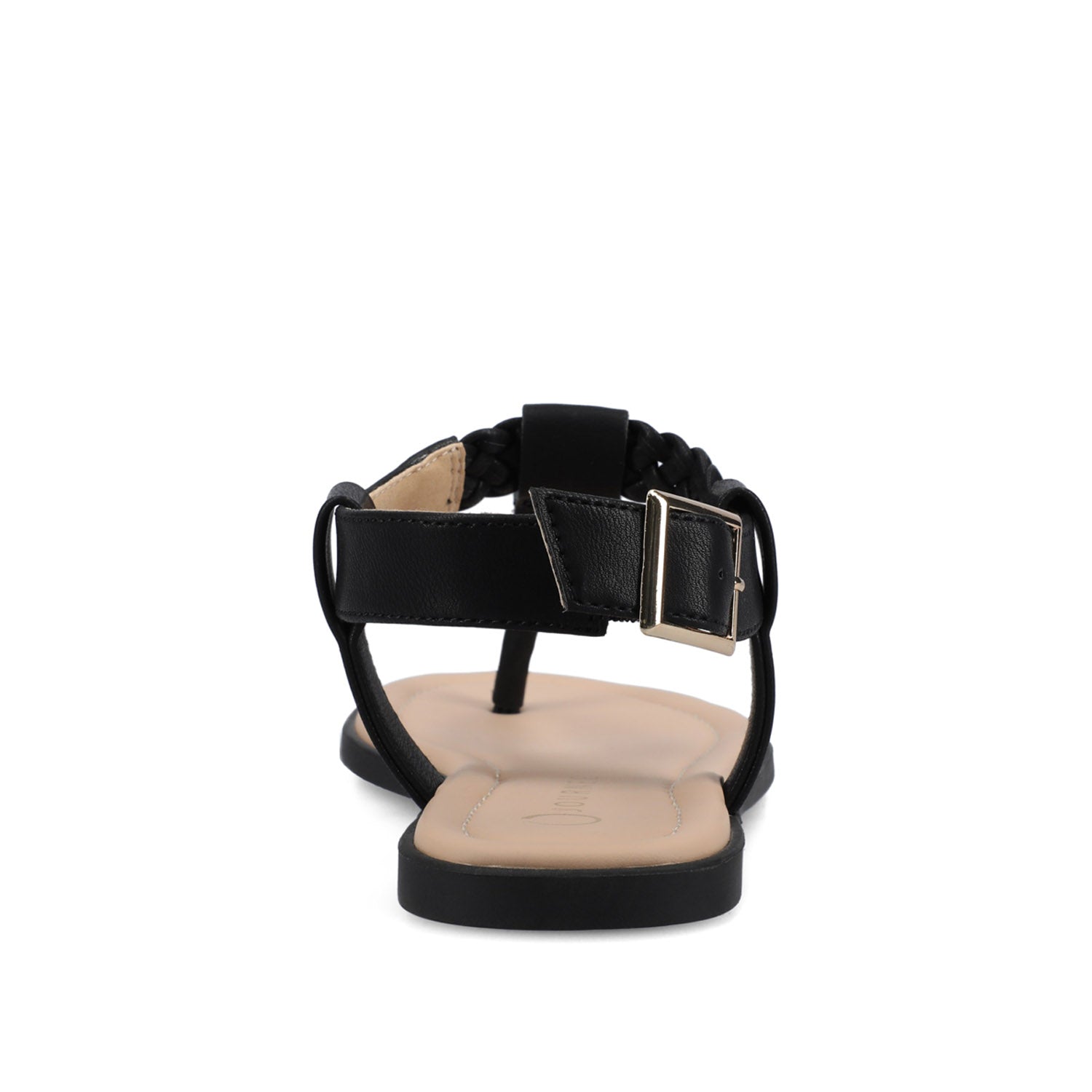 GENEVIVE T-STRAP SANDALS IN VEGAN LEATHER - Black