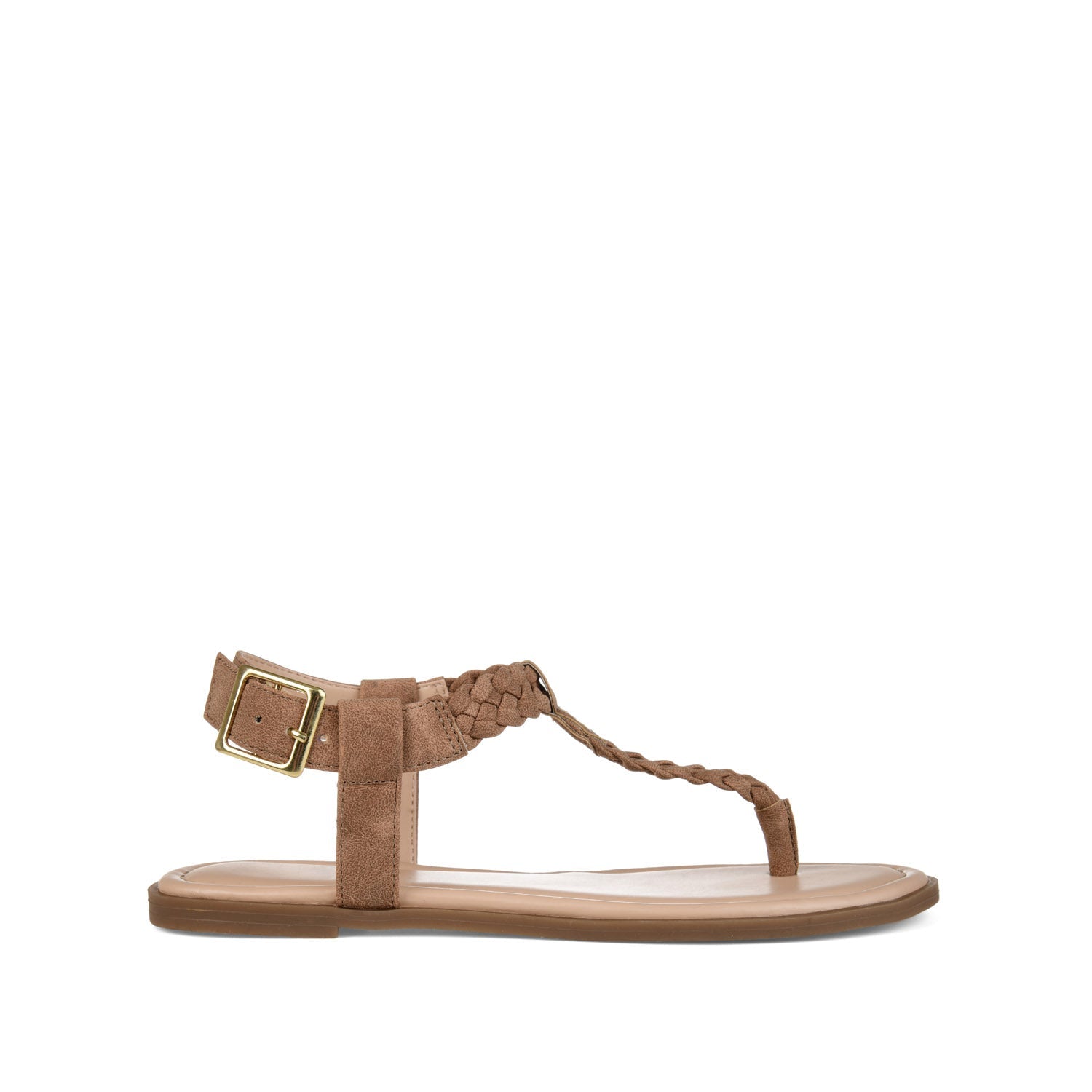 GENEVIVE T-STRAP SANDALS IN VEGAN LEATHER - Brown