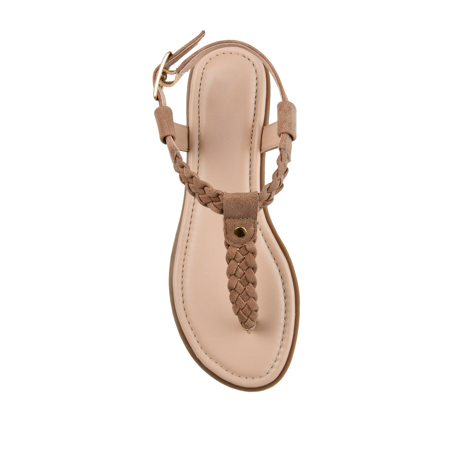 GENEVIVE T-STRAP SANDALS IN VEGAN LEATHER - Brown