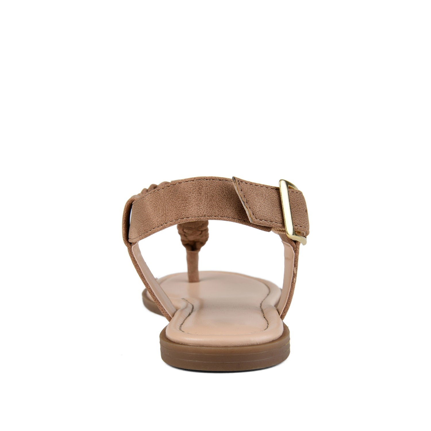 GENEVIVE T-STRAP SANDALS IN VEGAN LEATHER - Brown