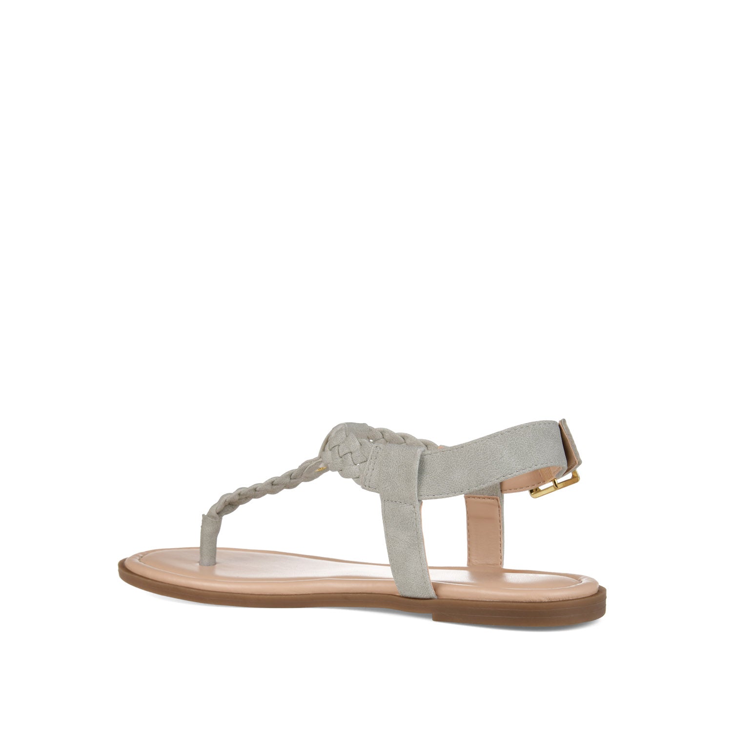 GENEVIVE T-STRAP SANDALS IN VEGAN LEATHER - Grey