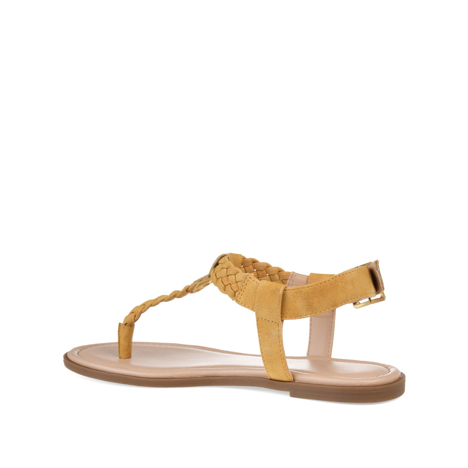GENEVIVE T-STRAP SANDALS IN VEGAN LEATHER - Mustard2 PU