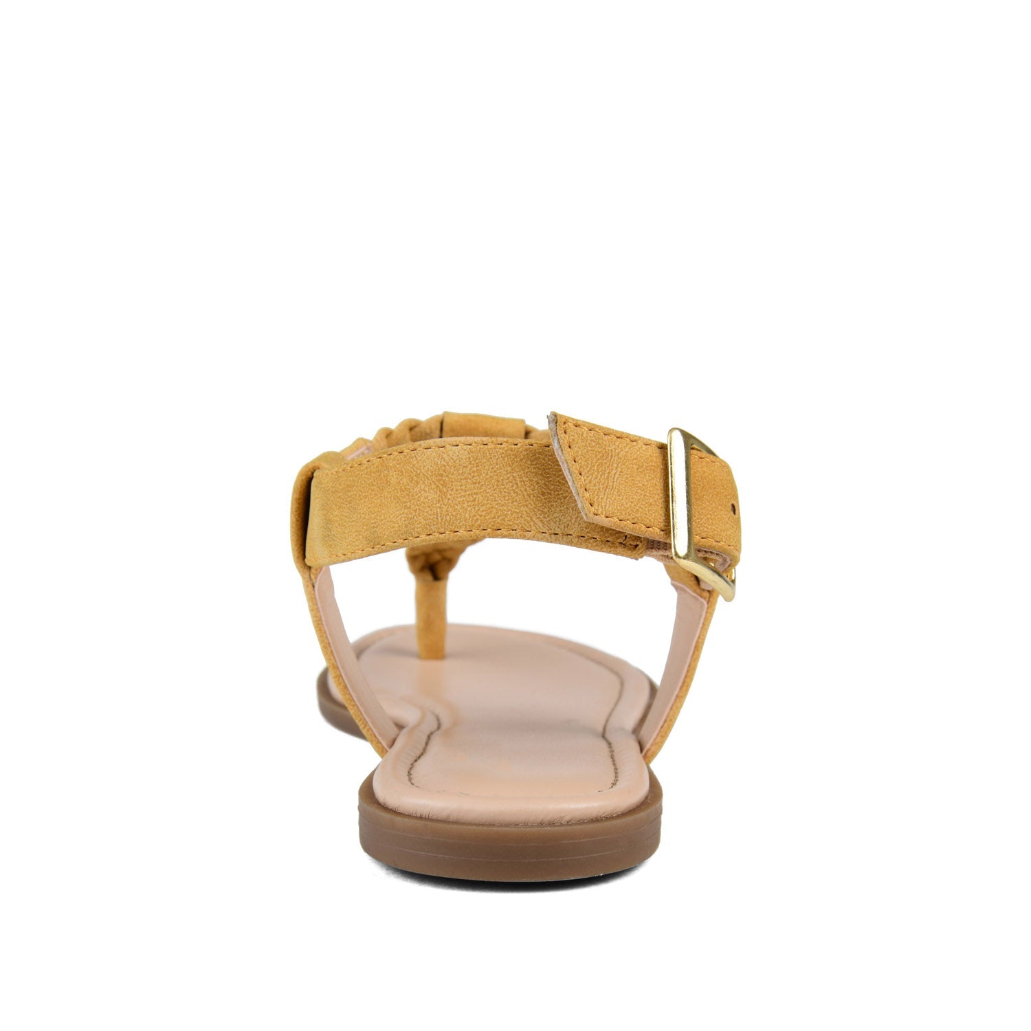 GENEVIVE T-STRAP SANDALS IN VEGAN LEATHER - Mustard2 PU