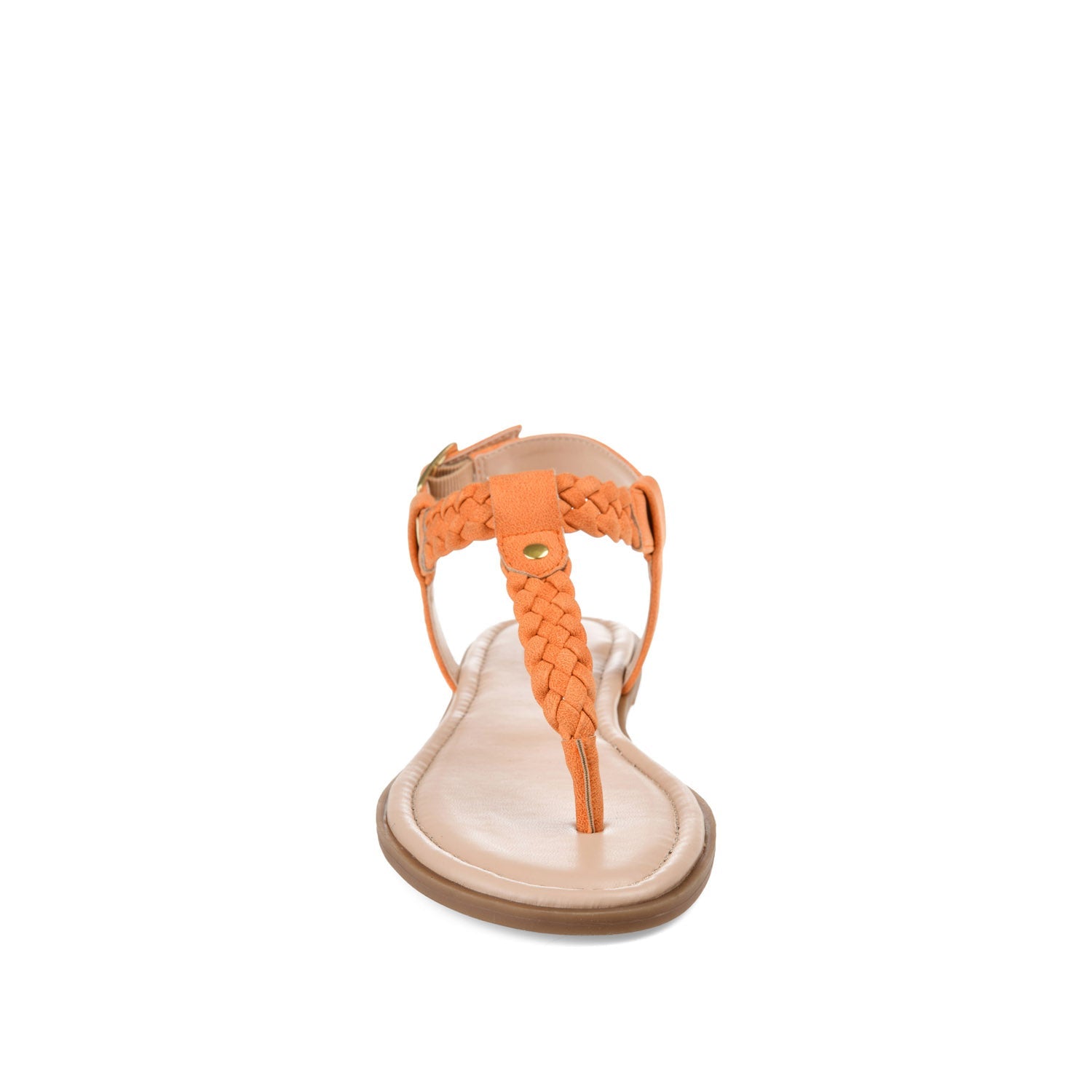 GENEVIVE T-STRAP SANDALS IN VEGAN LEATHER - Orange