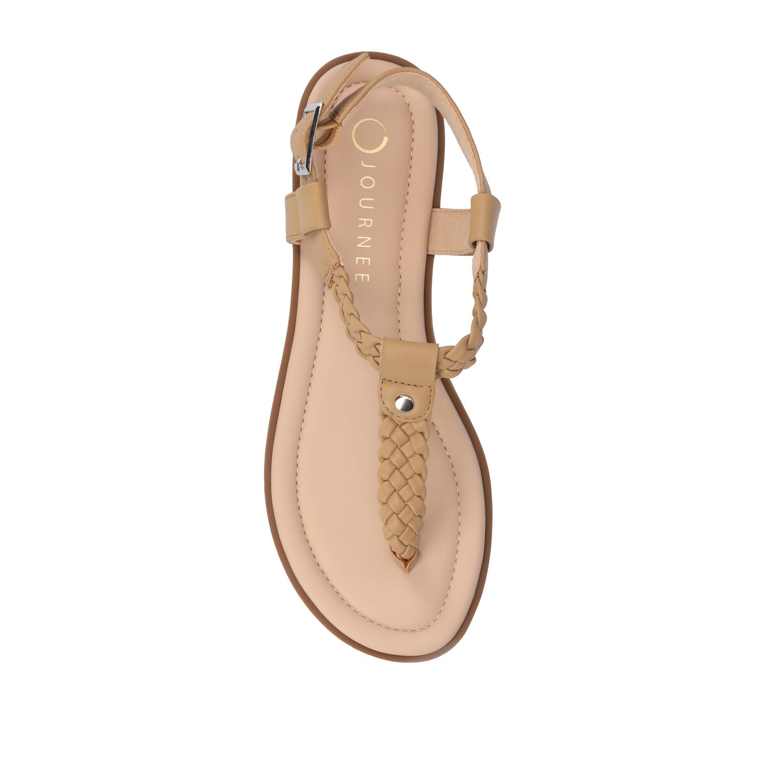 GENEVIVE T-STRAP SANDALS IN VEGAN LEATHER - Tan