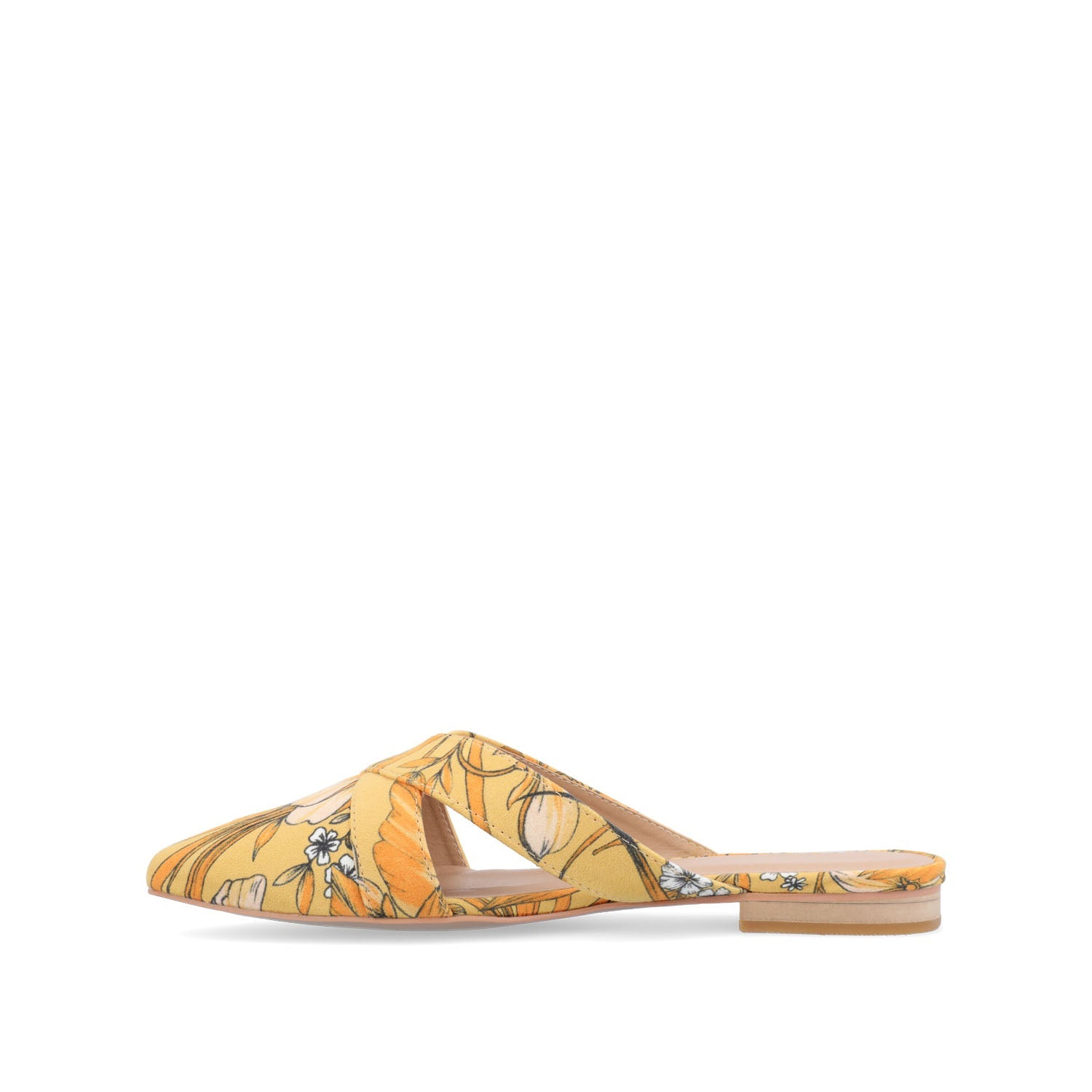 GIADA MULE FLATS IN FAUX SUEDE - Yellow Floral Faux