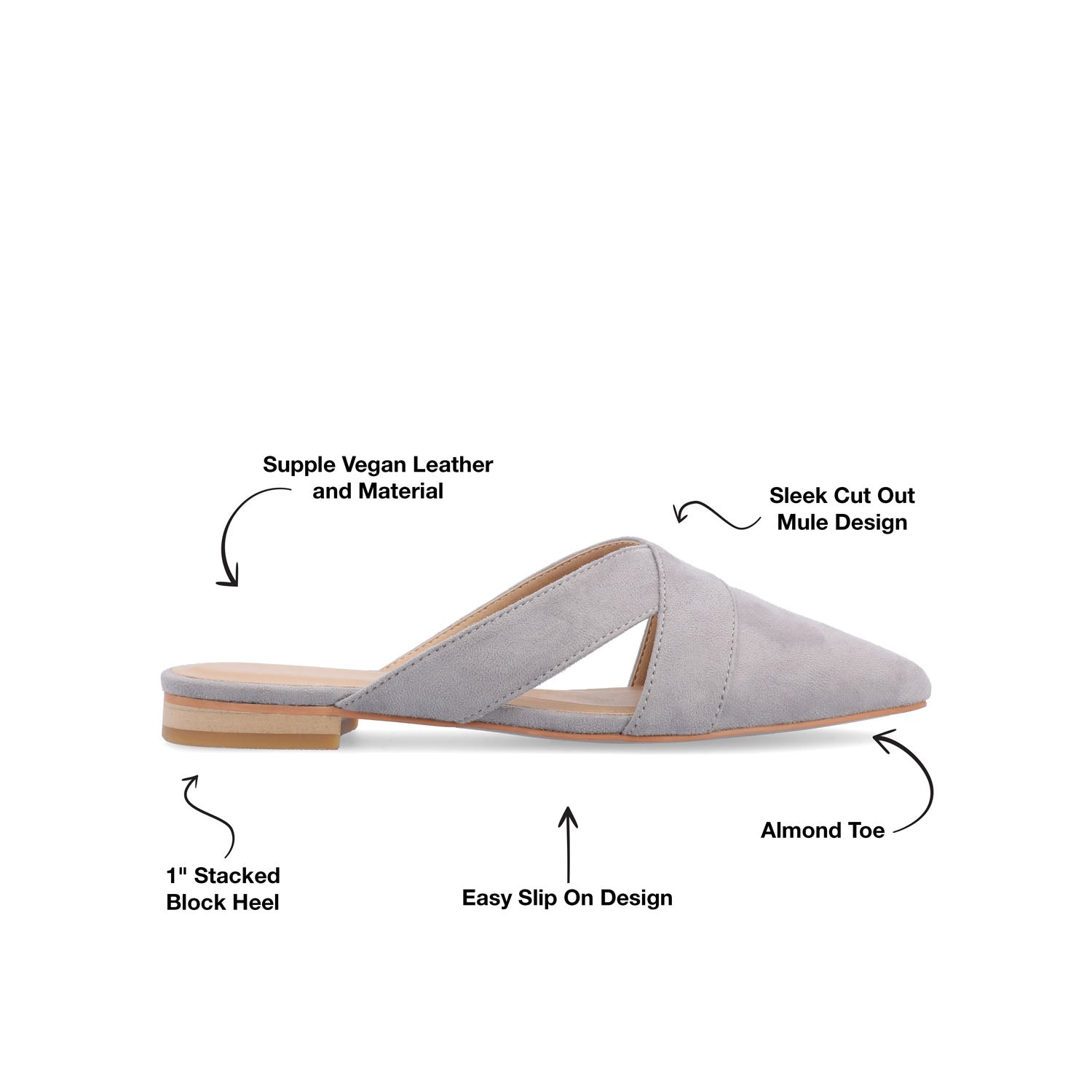 GIADA MULE FLATS IN FAUX SUEDE - Grey