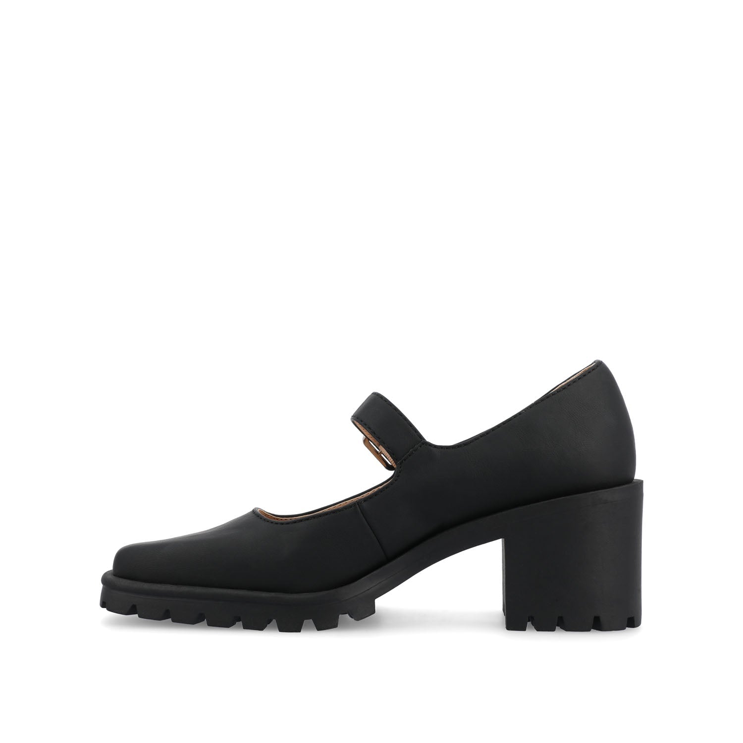 GLADYS MARY JANE HEELS IN VEGAN LEATHER - Black PU