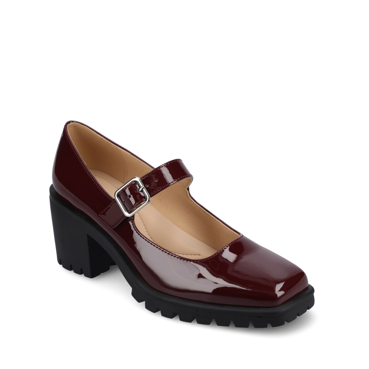 GLADYS MARY JANE HEELS IN VEGAN LEATHER - Oxblood Nubuck