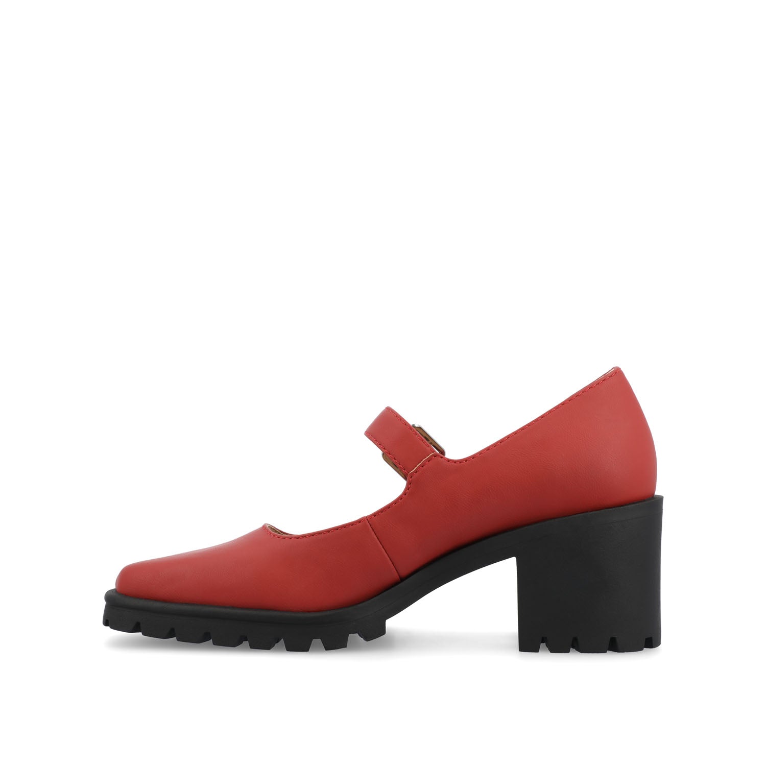GLADYS MARY JANE HEELS IN VEGAN LEATHER - Red PU